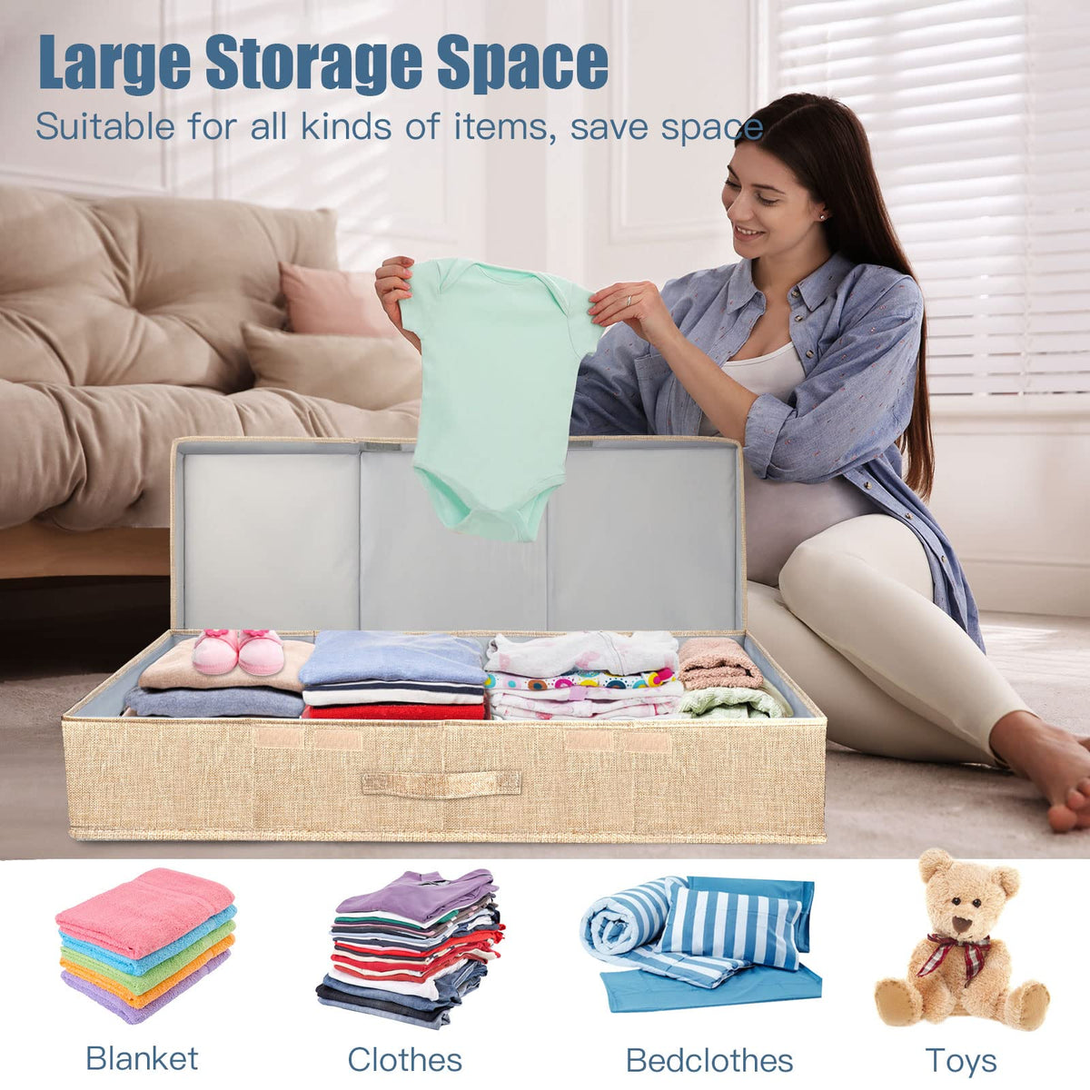 2Pack Large Underbed Storage Containers Bin with Lids