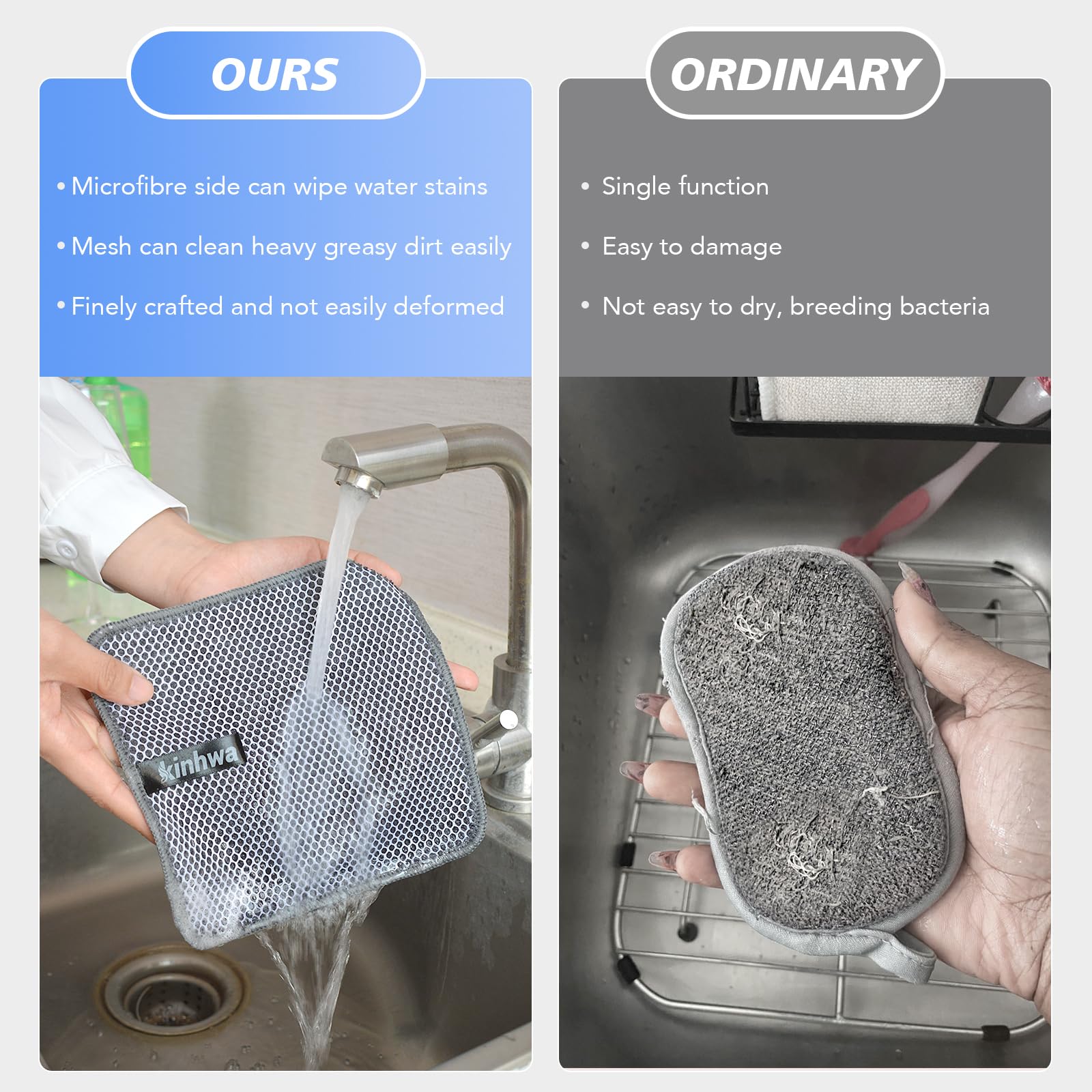 Dish Cloths for Washing Dishes with Scrub Side (9 Count)