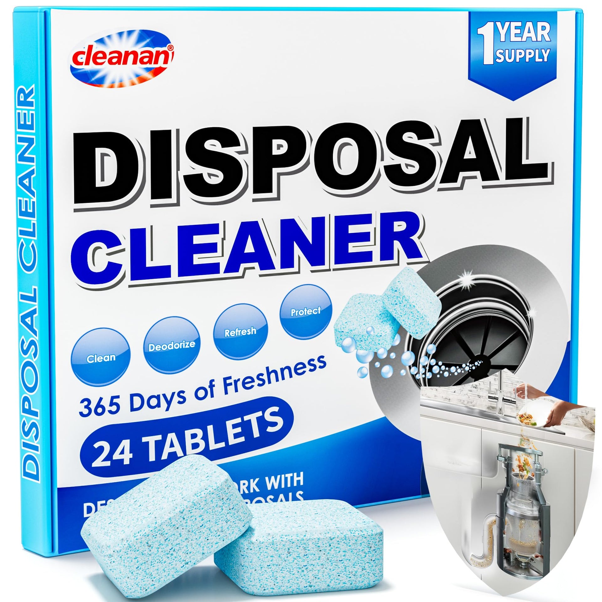 Foaming Garbage Disposal Cleaner and Deodorizer Tablets (24 Count)
