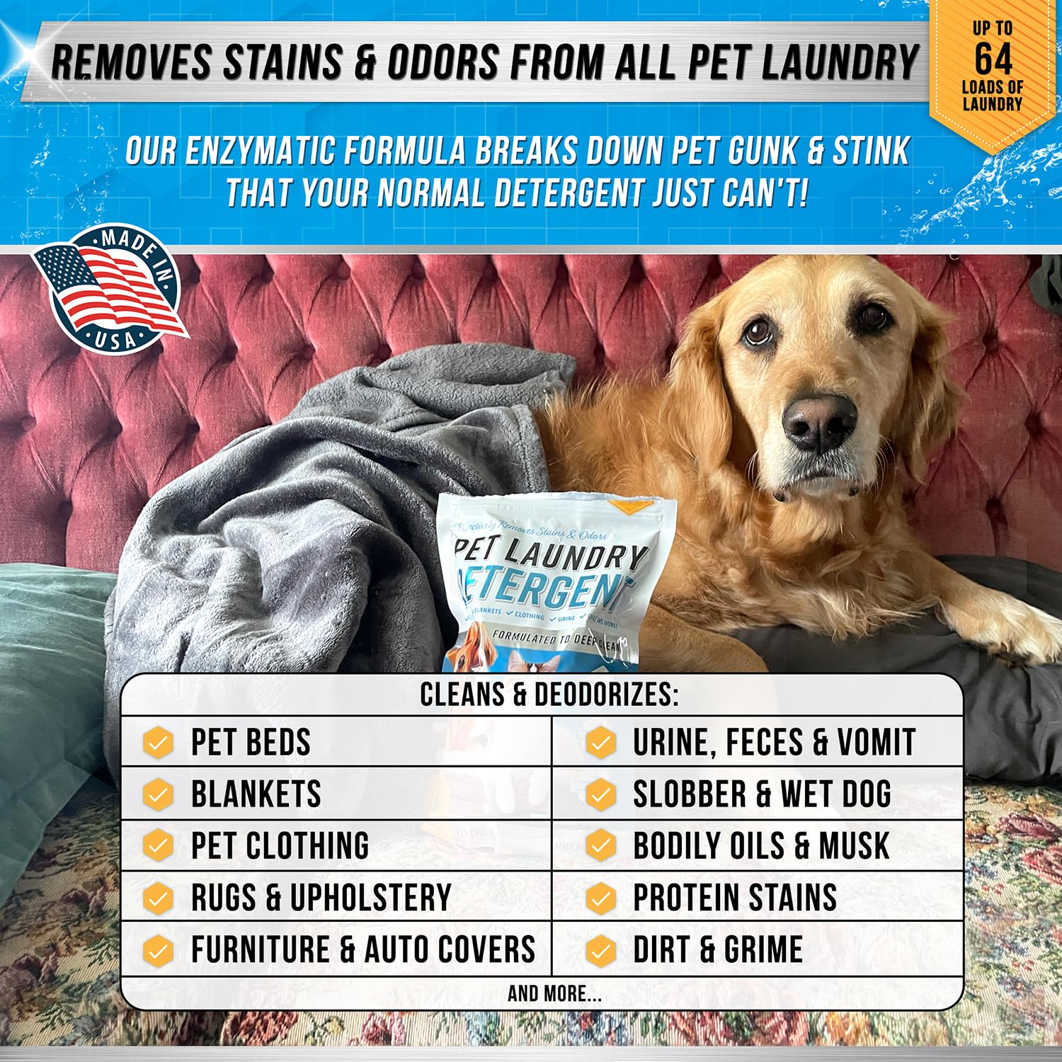 Pet Laundry Detergent Odor Remover (32 Ounce)