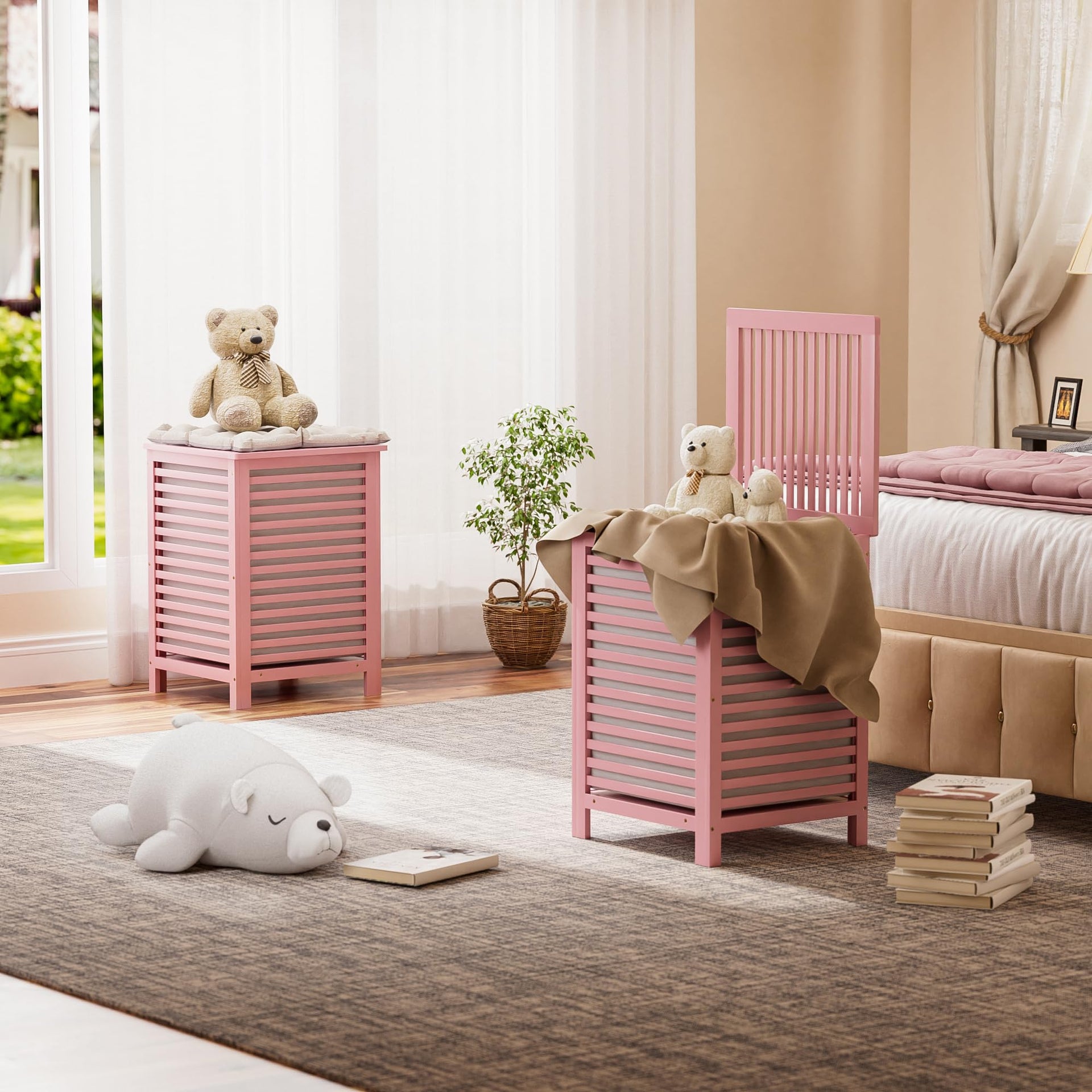 Double Laundry Hamper with Lid