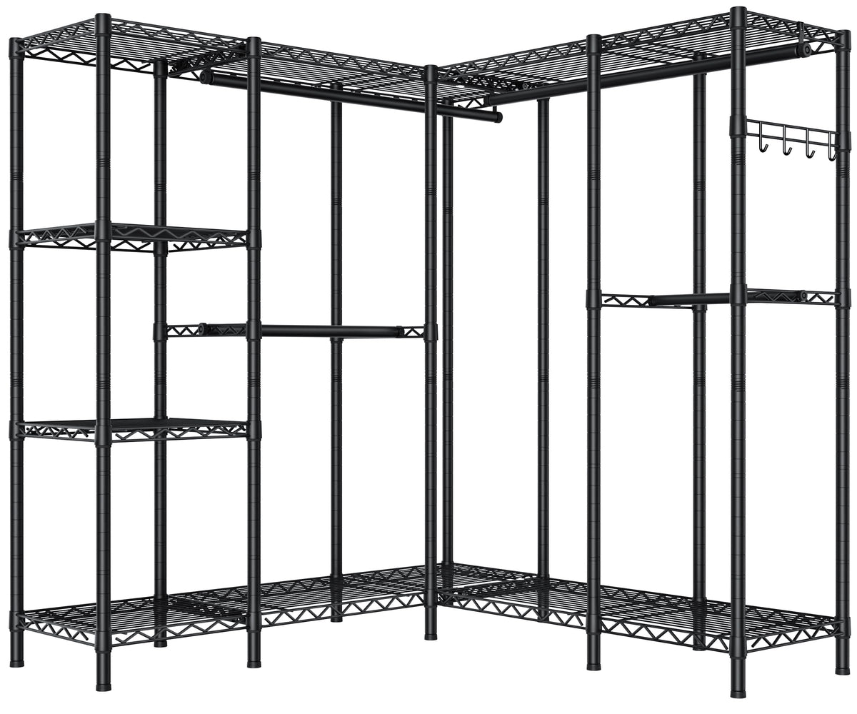 Heavy Duty Clothes Rack Metal Wardrobe with Adjustable Wire Shelves