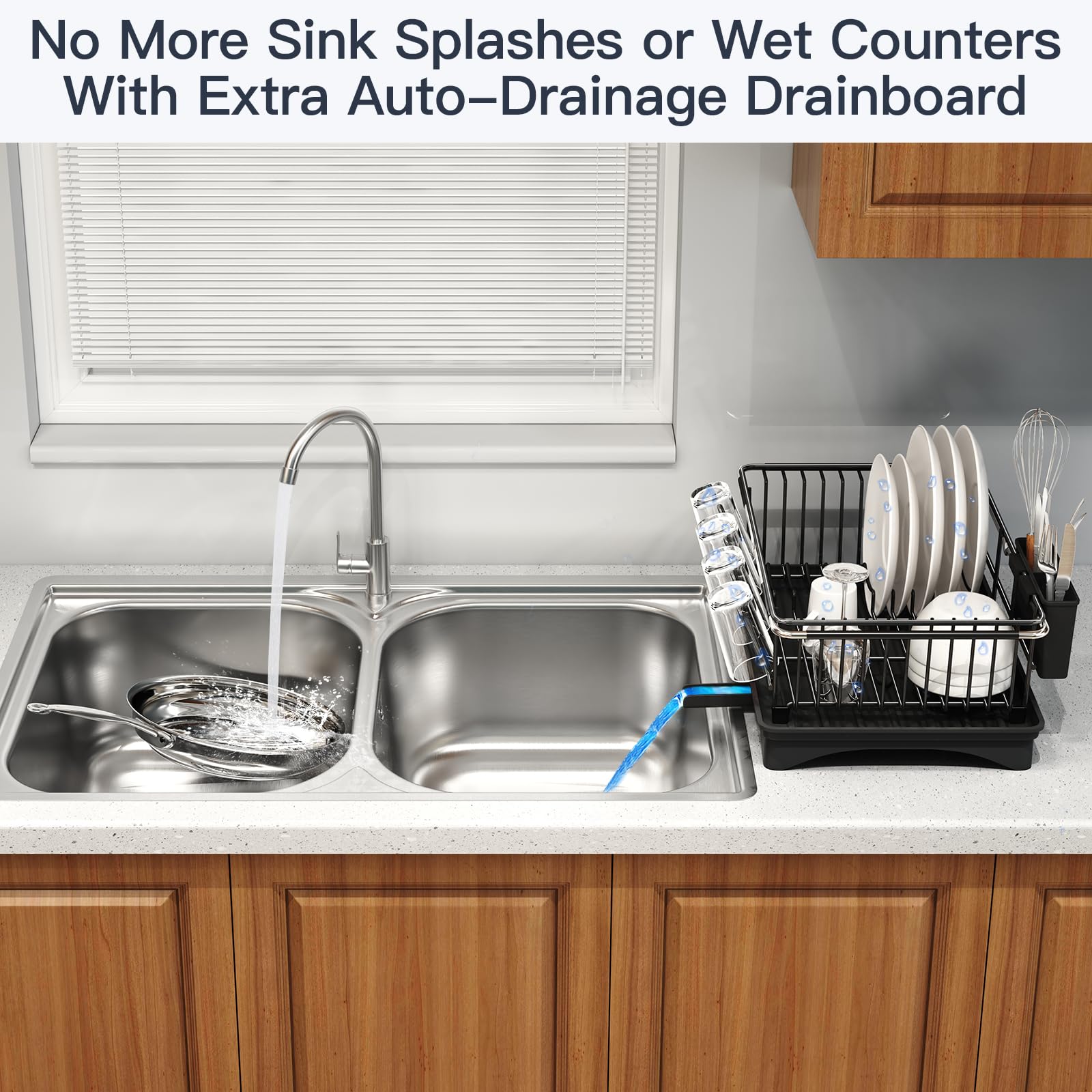 Dish Drying Rack Over The Sink with Utensil Holder