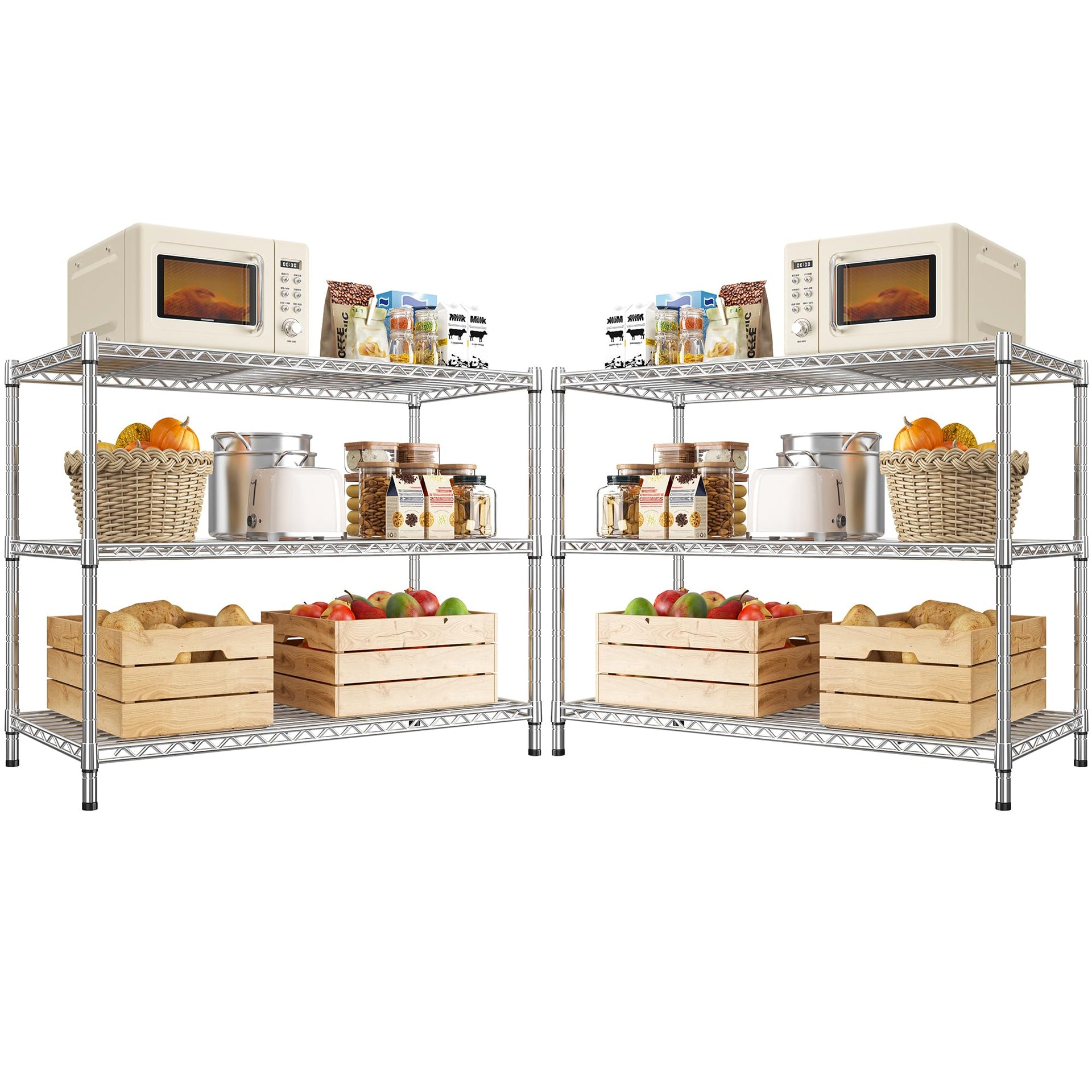 Heavy Duty 3 Tier Metal Shelving Unit (2 Count)