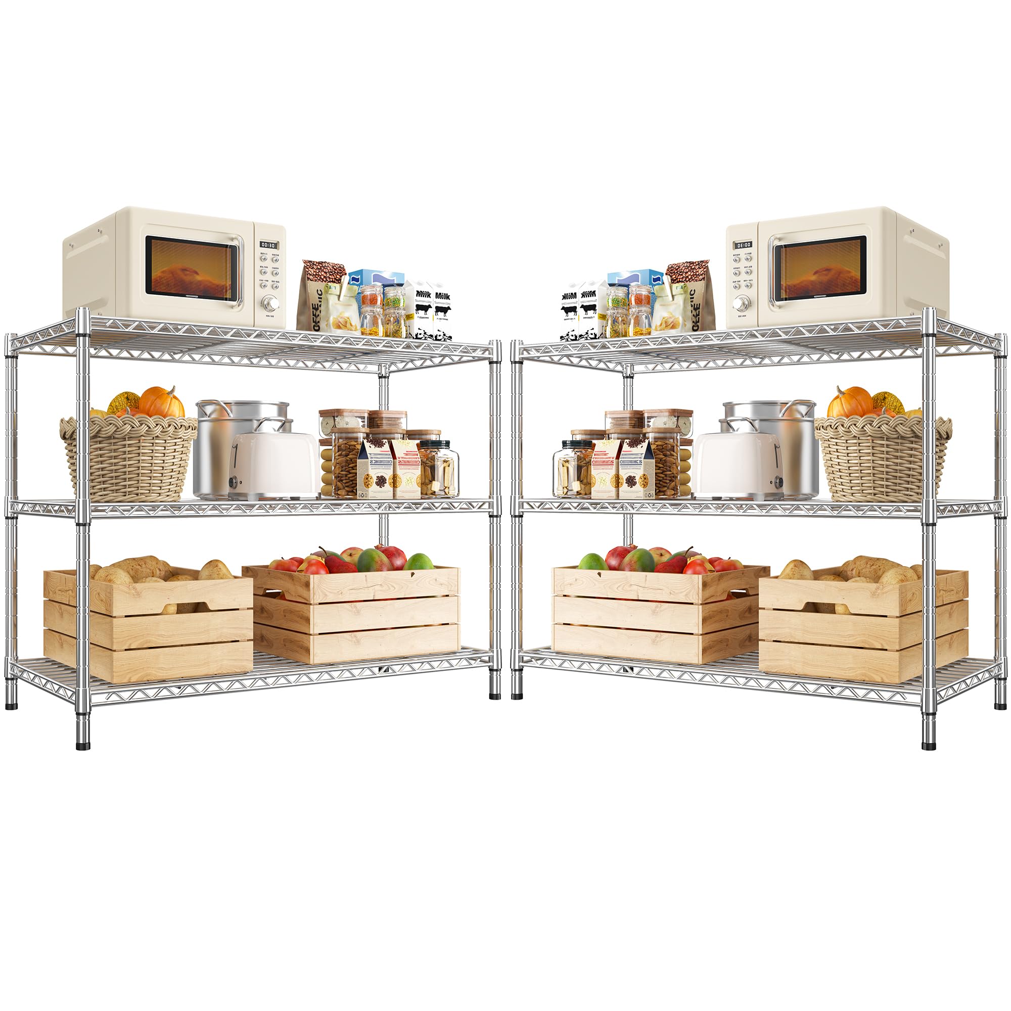 Heavy Duty 3 Tier Metal Shelving Unit (2 Count)