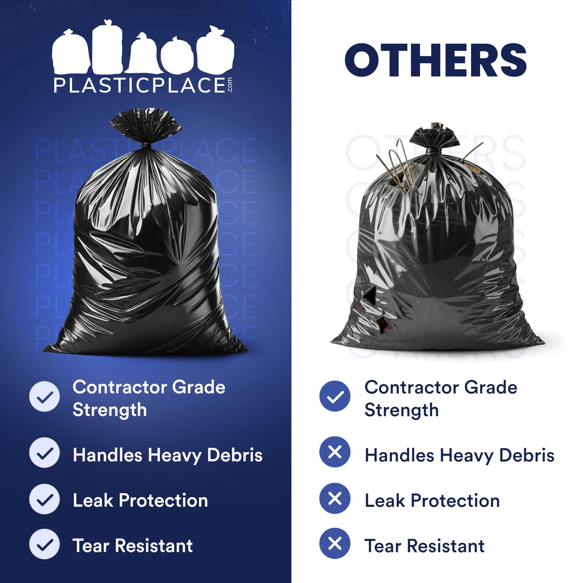 Contractor Trash Bags 33 Gallon (50 Count)
