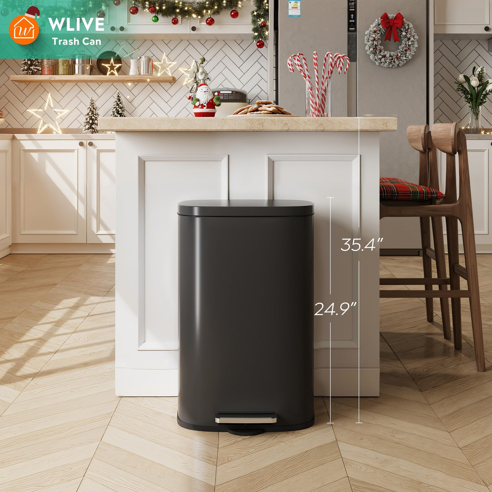 13 Gallon Stainless Steel Trash Can with Inner Bucket