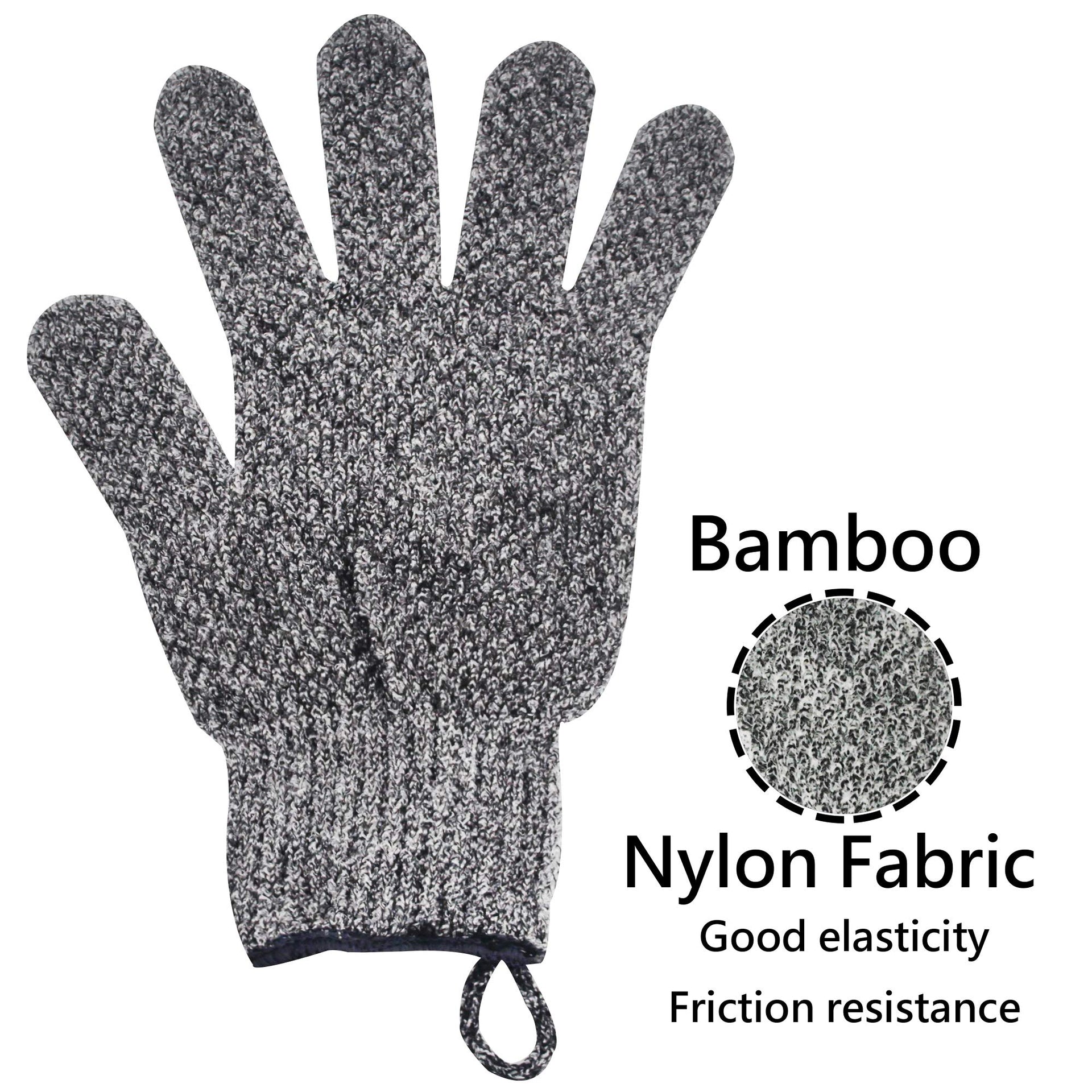 Bamboo Charcoal Exfoliating Gloves for Shower