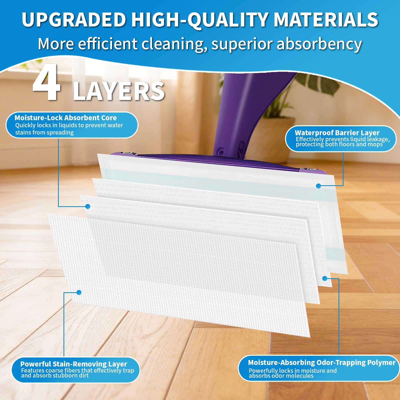60 Count Wet Jet Pads Refills for Swiffer WetJet Mop