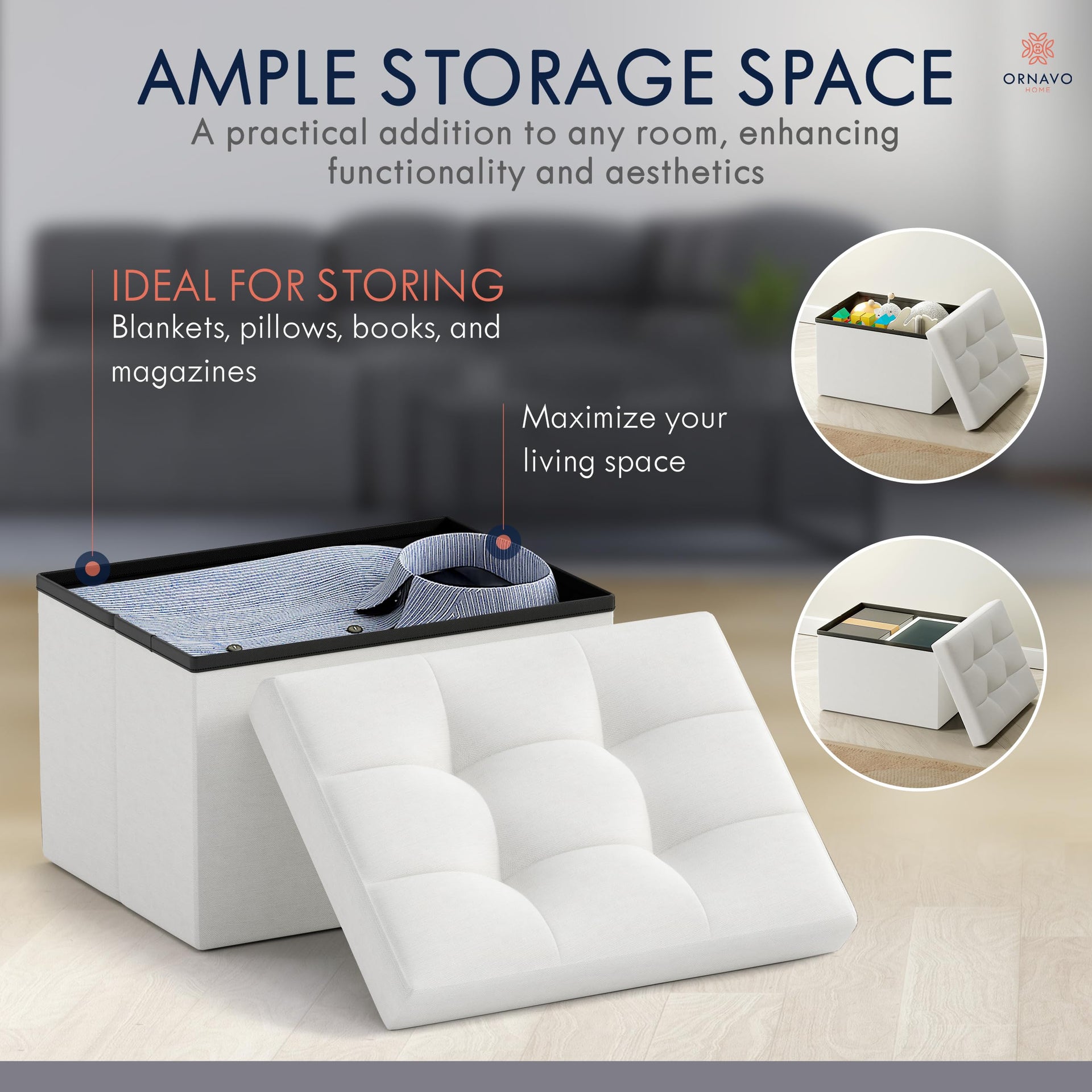Small Rectangle Storage Ottoman