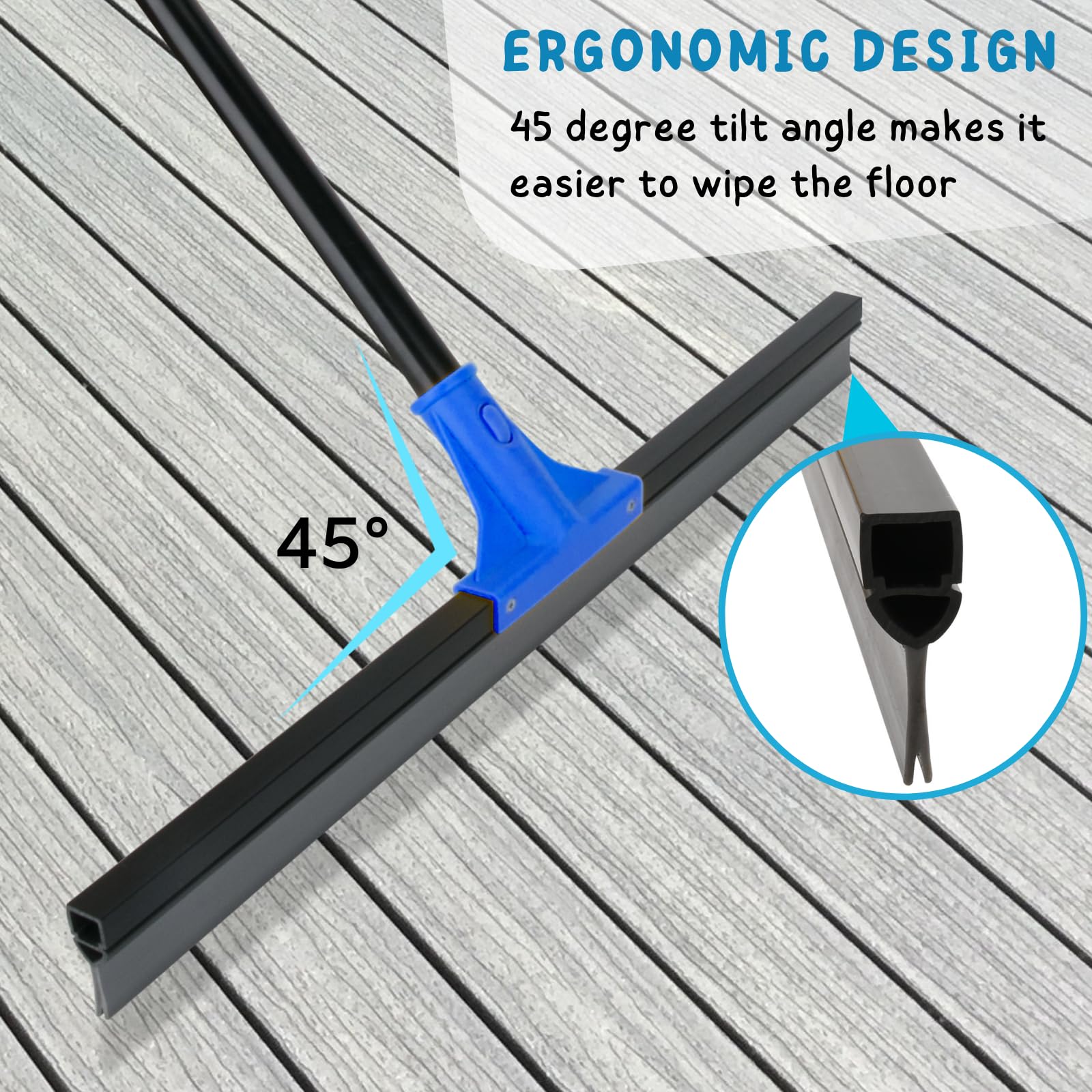 Floor Squeegee for Concrete and Tile Cleaning