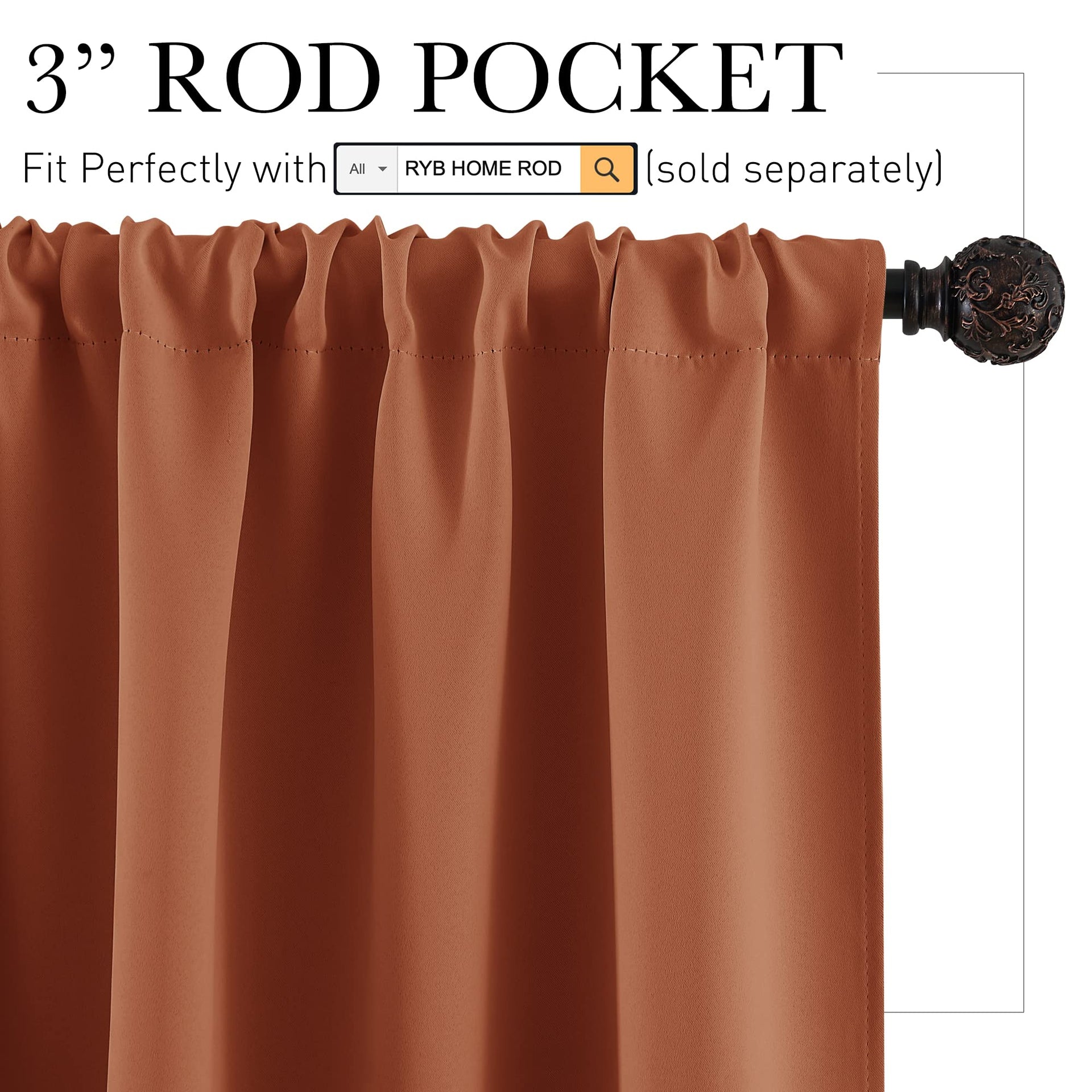 Short Blackout Curtains for Small Window Kitchen Bathroom Cafe RV (2 Count)