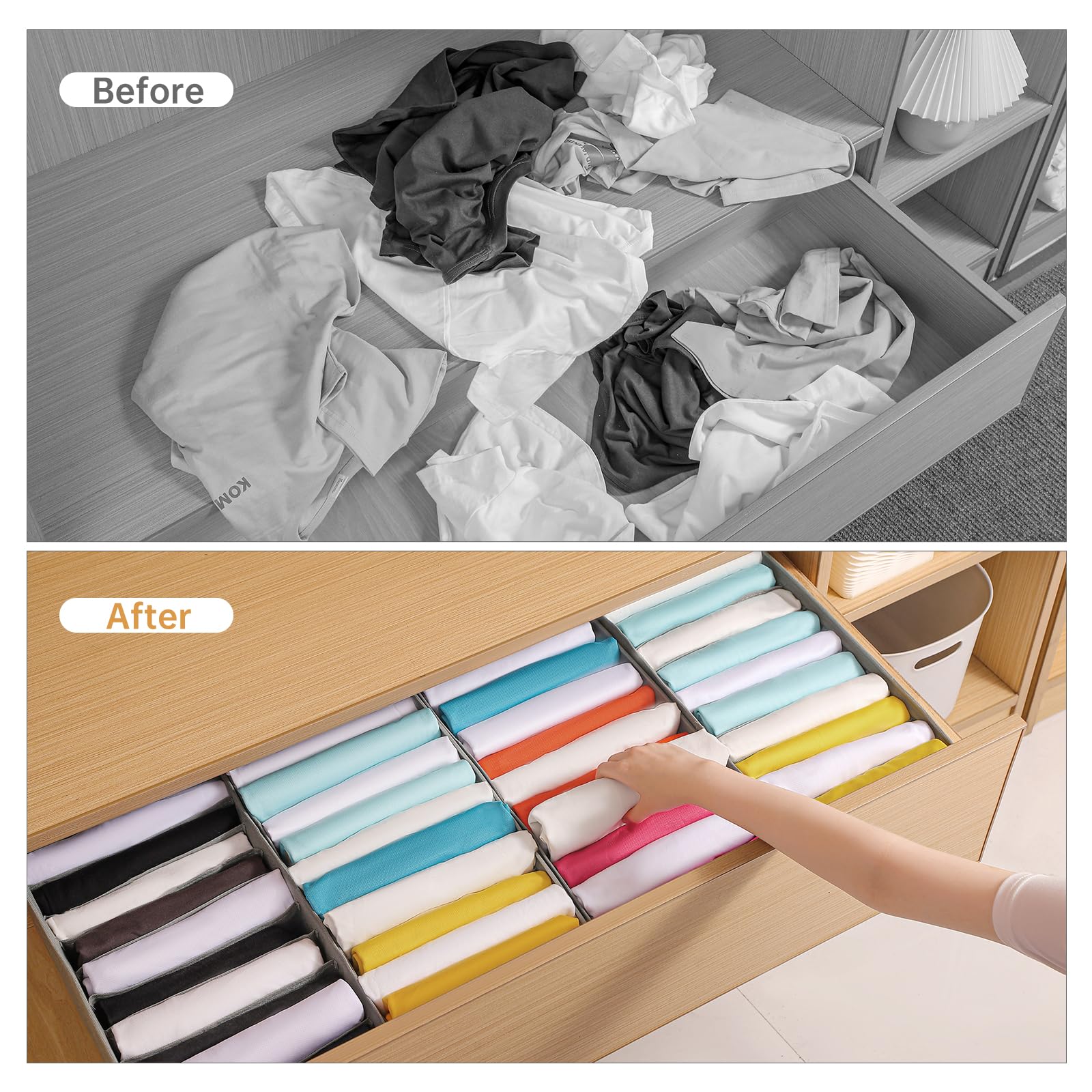 4 Packs T shirt Drawer Organizers for Clothing (4 Count)