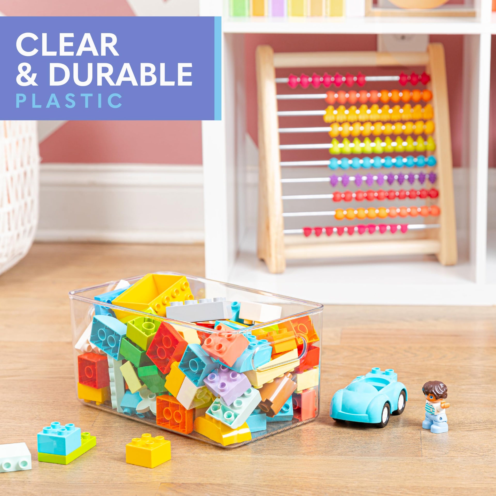 Plastic Food Storage 2 Pack Clear Container Bin with Handles for Organizing Kitchen (2 Count)