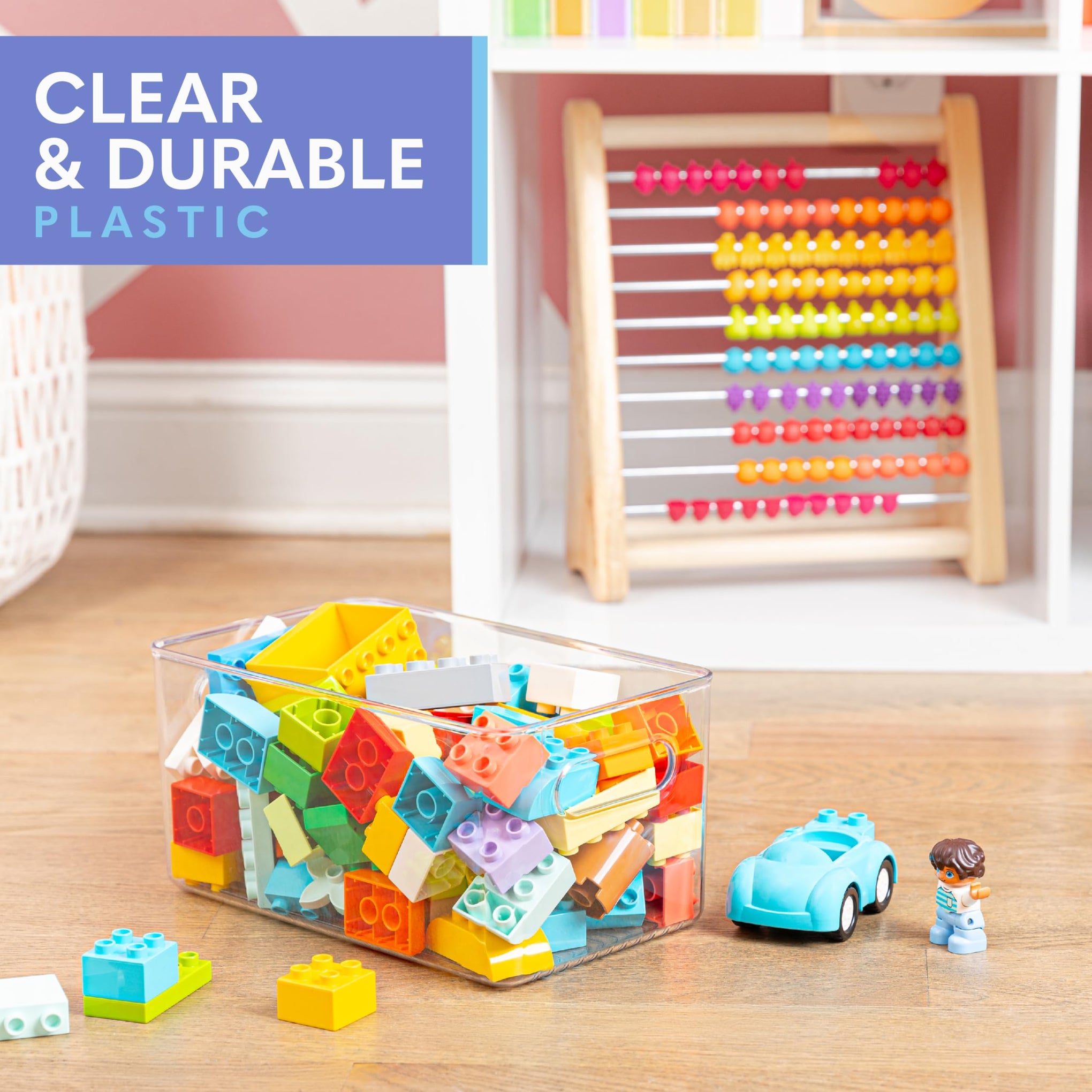 Plastic Food Storage 2 Pack Clear Container Bin with Handles for Organizing Kitchen (2 Count)