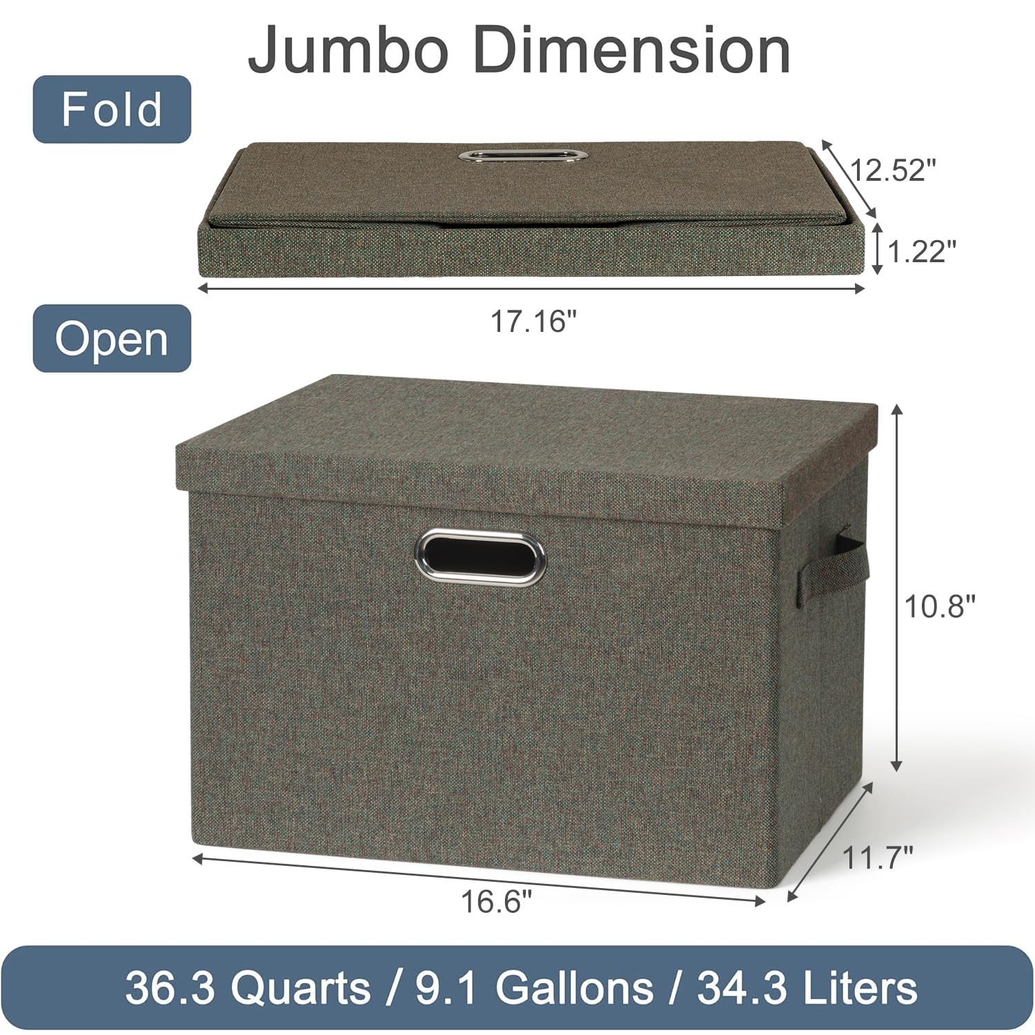 Storage Bins with Lids Fabric Closet Organizers Cubes Office Organization (3 Count)