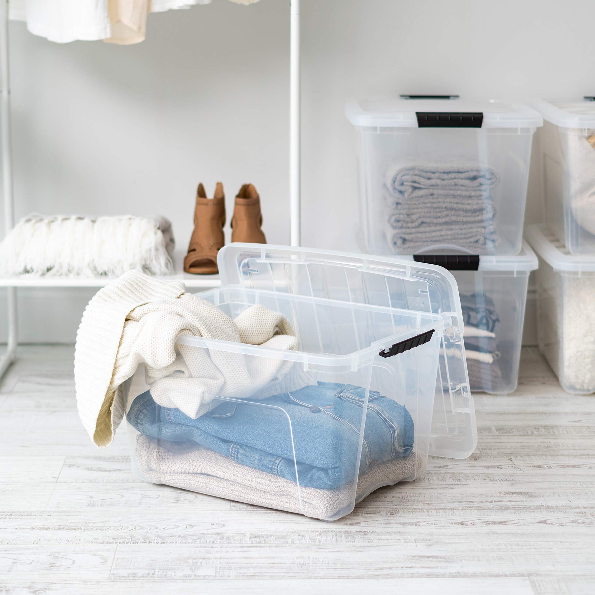 4 Pack 40 Quart Storage Bins with Lids (4 Count)