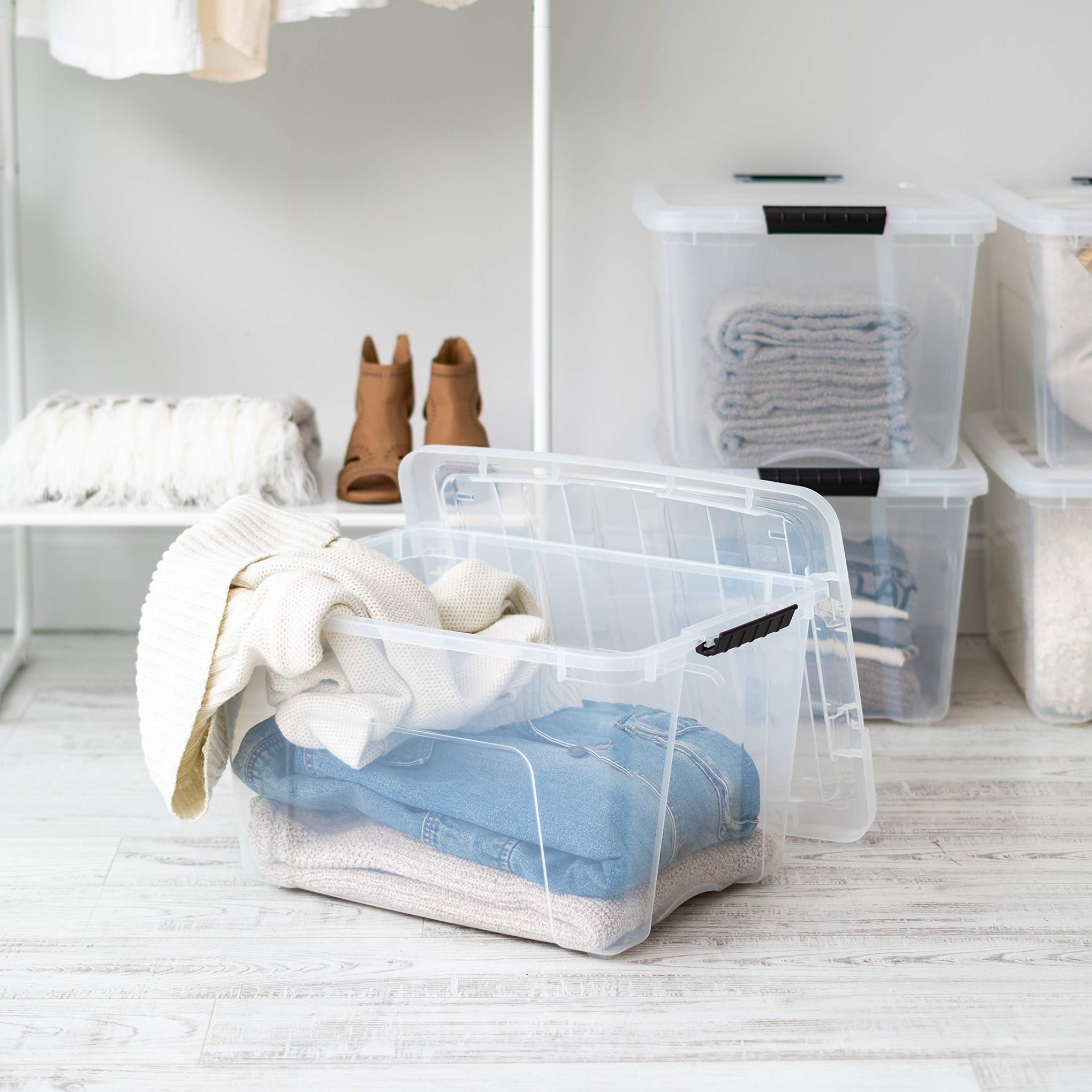 4 Pack 40 Quart Storage Bins with Lids (4 Count)