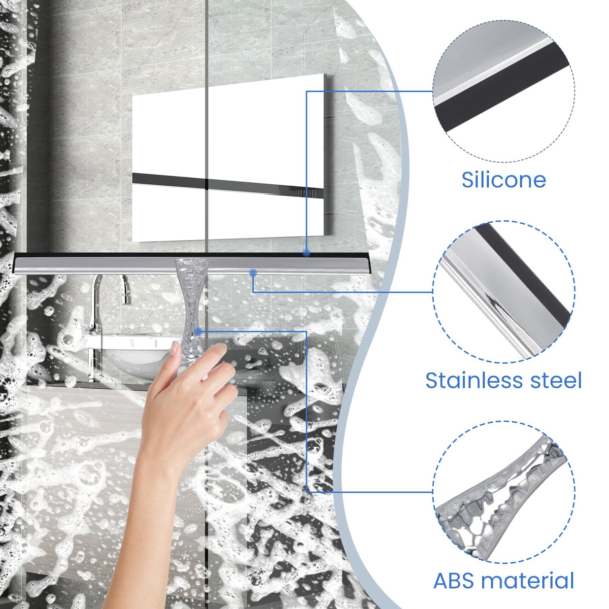 All Purpose Silicone Shower Squeegee for Shower Glass Door