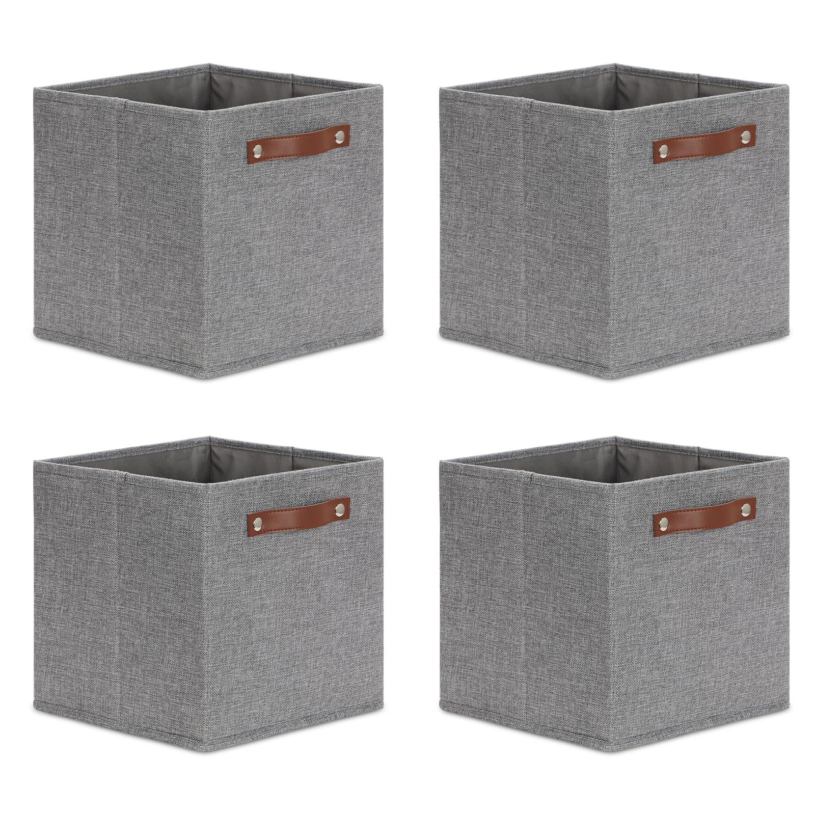11x11 Cube Collapsible Fabric Storage Bins for Shelf Organizing (4 Count)