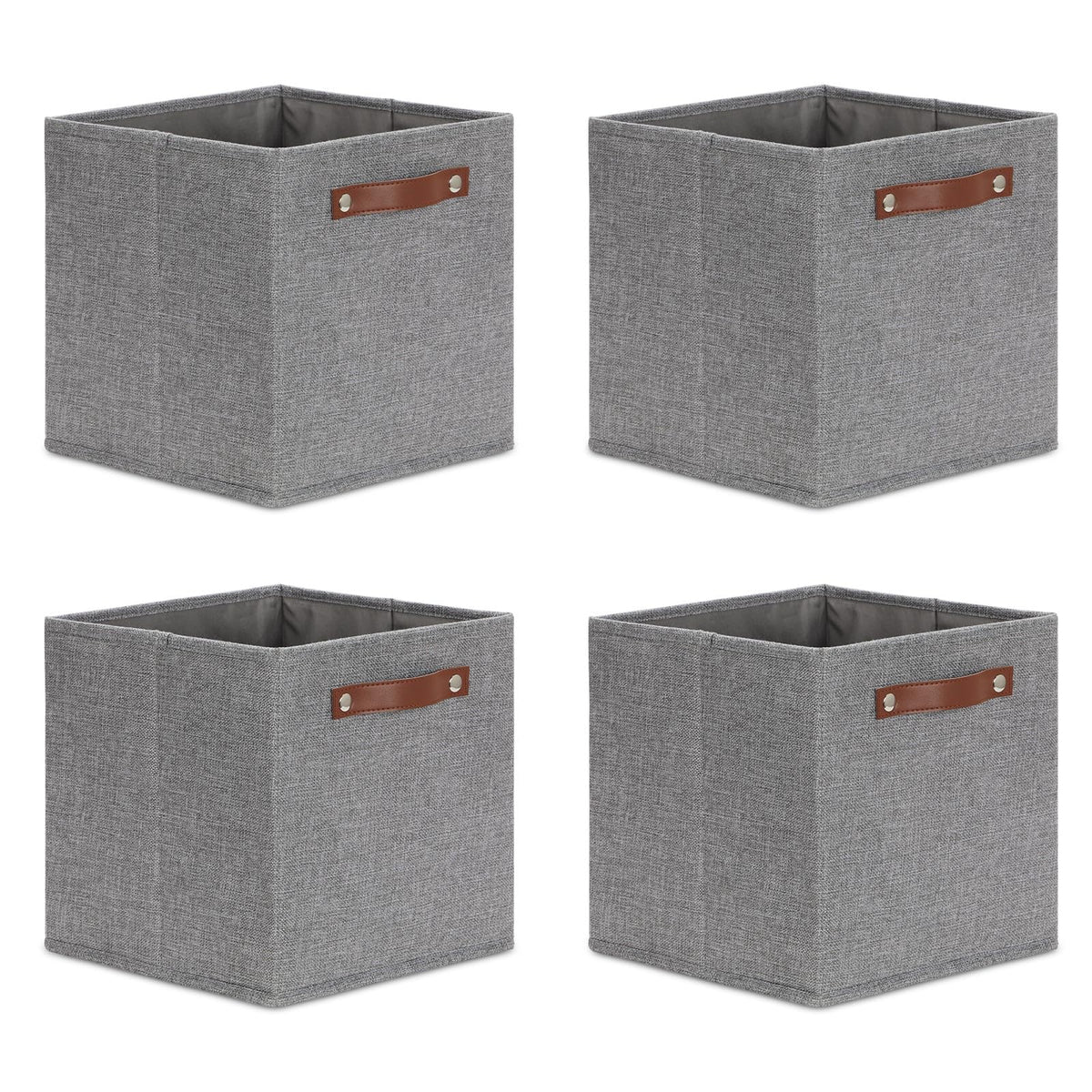 11x11 Cube Collapsible Fabric Storage Bins for Shelf Organizing (4 Count)