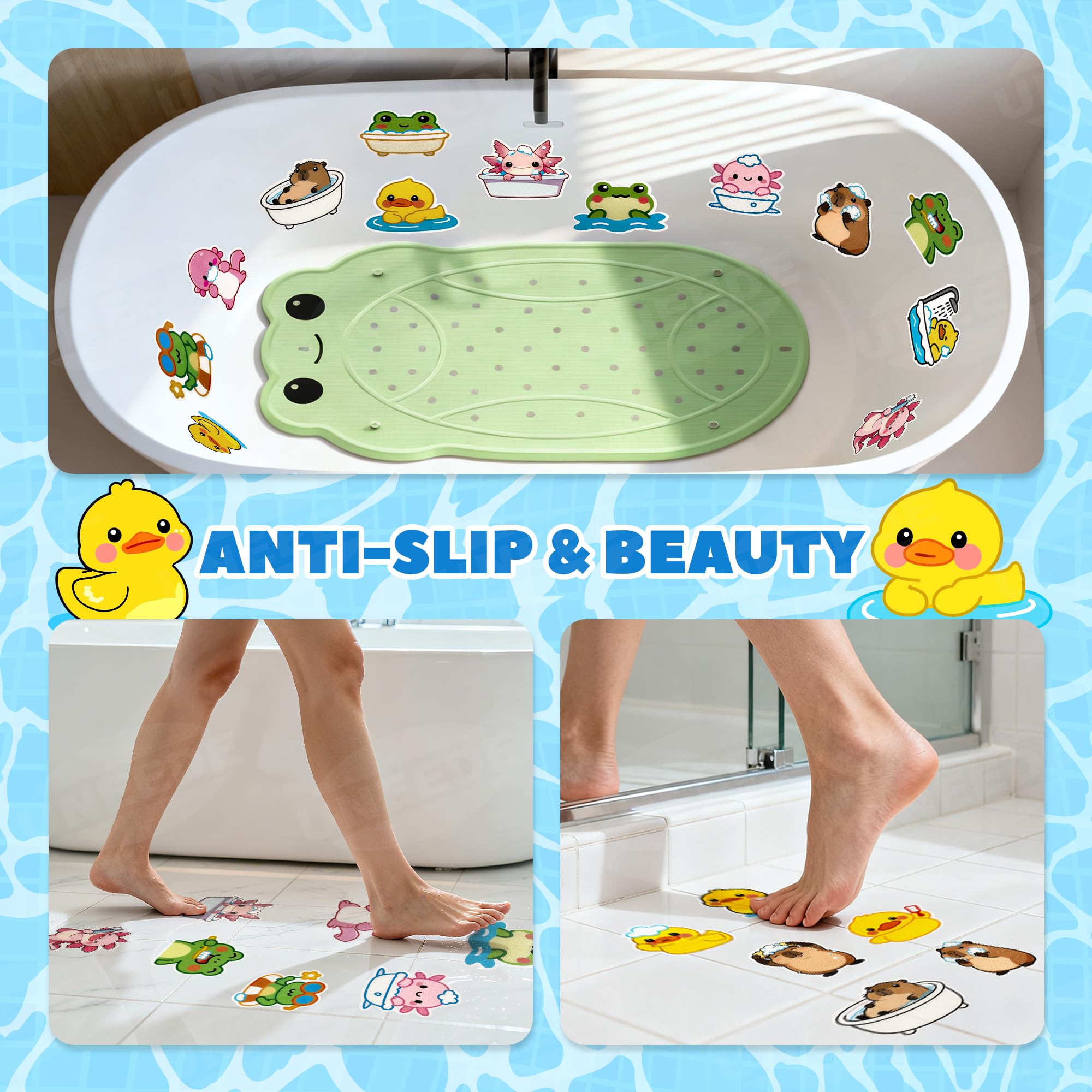 Kids Bathtub Mat Non Slip with 17PCS Bathtub Stickers for Toddlers