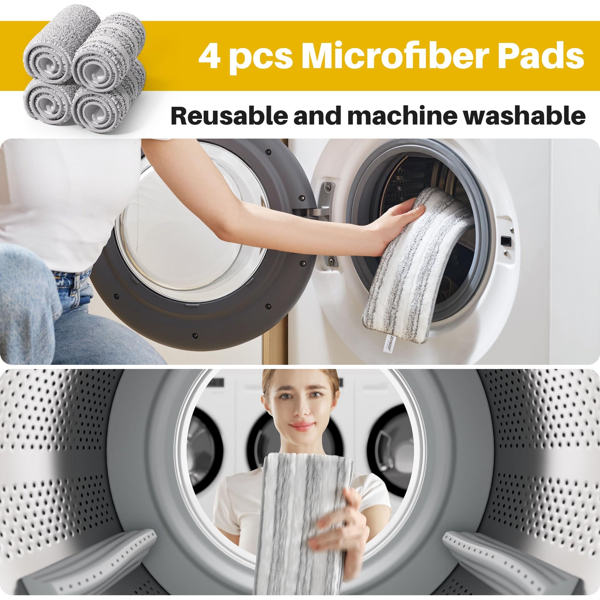 Microfiber Replacement Pads for 17.7" Flat Mop System (4 Count)