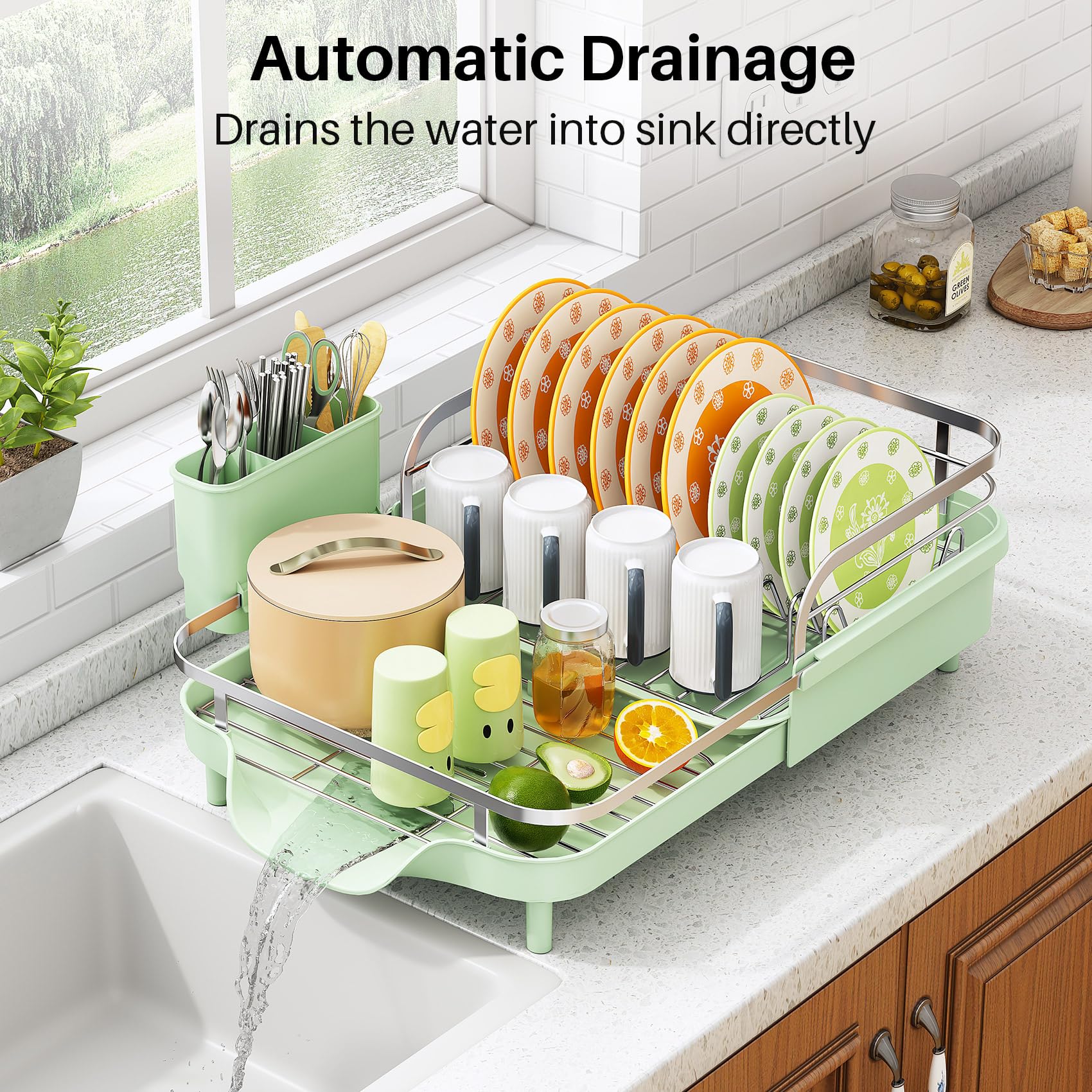 Expandable Dish Drying Rack for Small Kitchen Counter