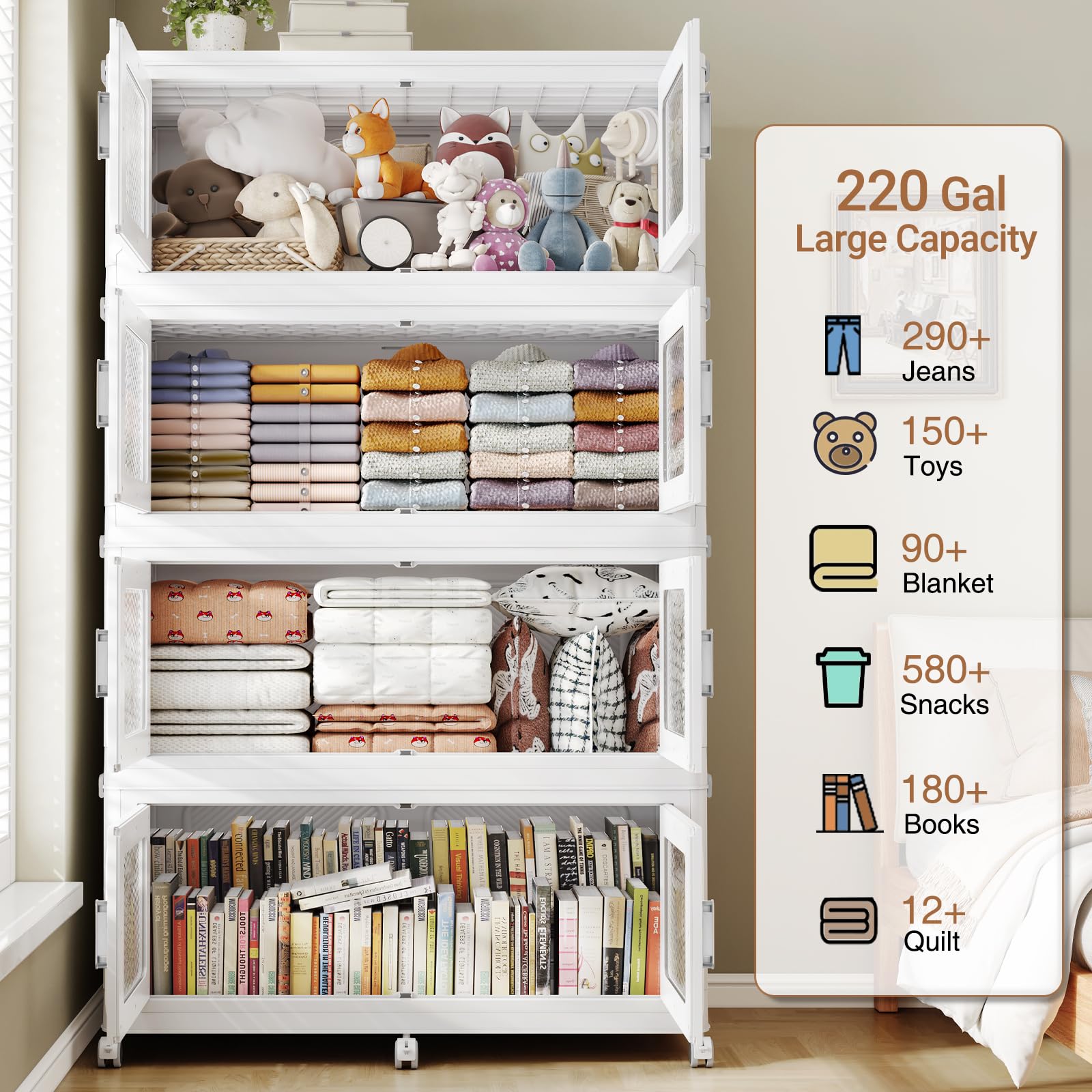 880 Qt Extra Large Stackable Storage Bin with Lids (4 Count)