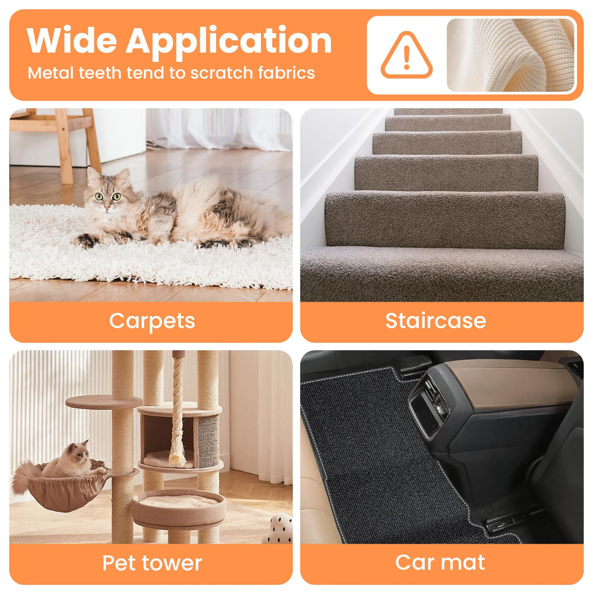3 in 1 Carpet Rake for Pet Hair Removal