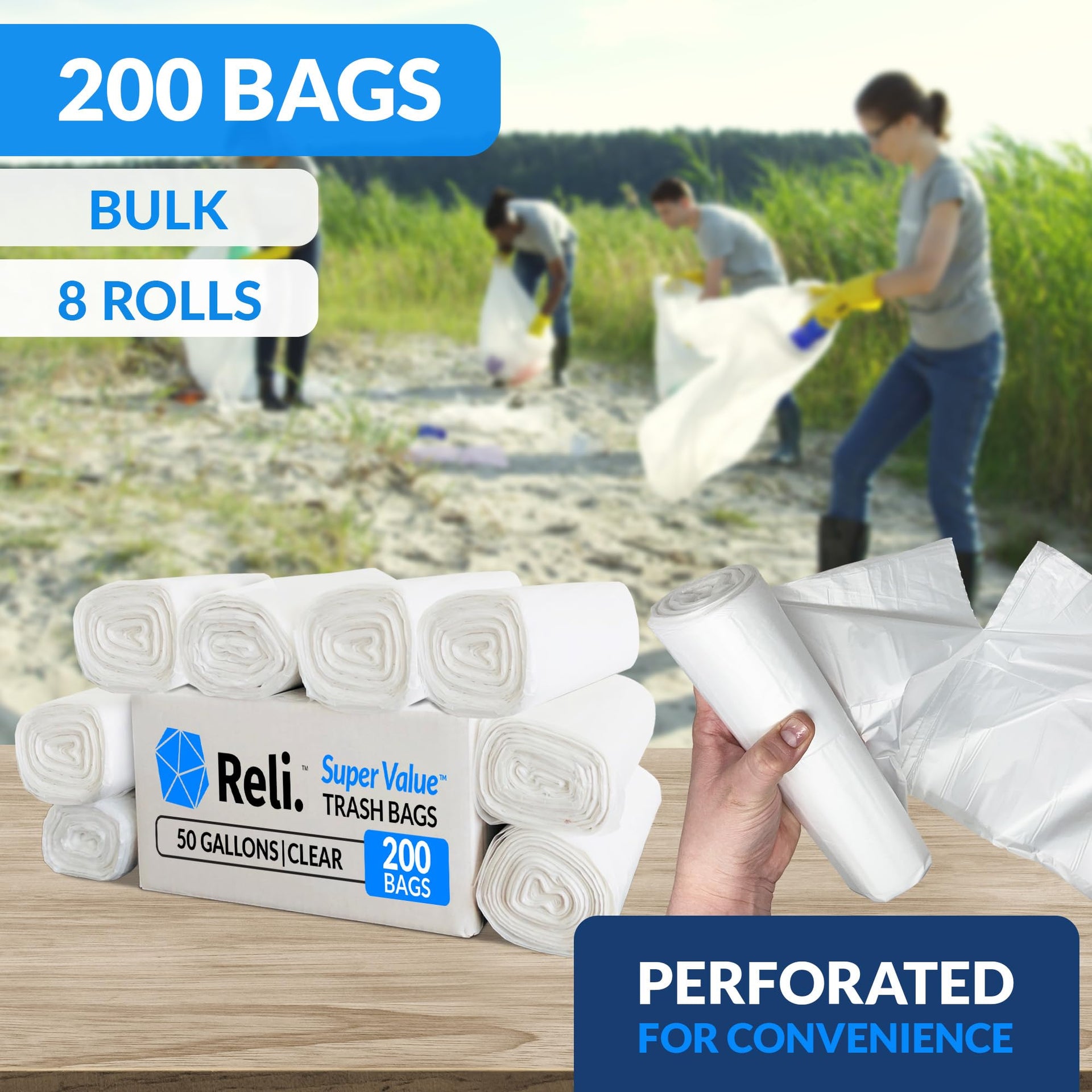 50 Gallon Trash Bags Heavy Duty (200 Count)