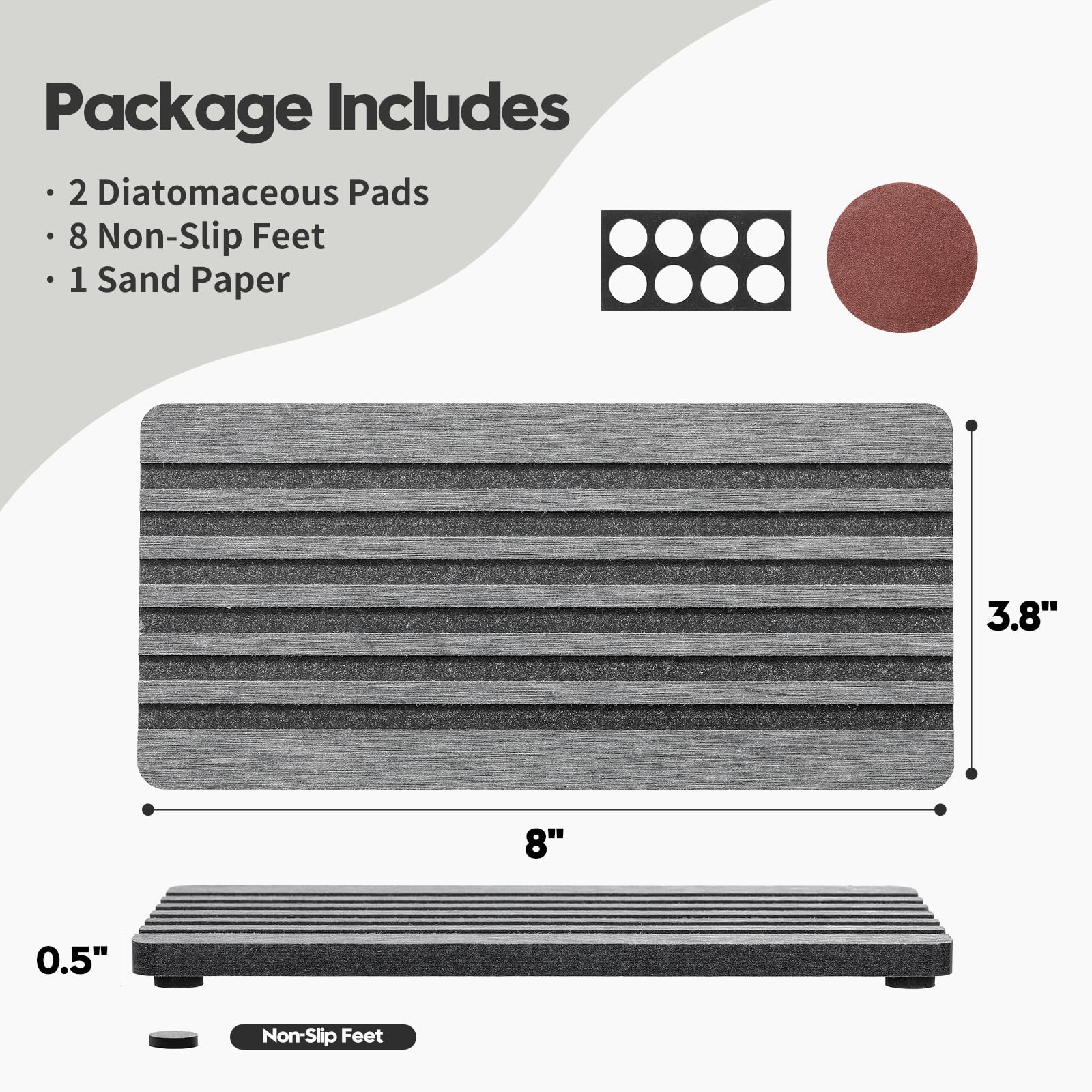 2PCS Diatomite Quick Stone Drying Tray Mat For Bathroom & Kitchen Counter (2 Count)