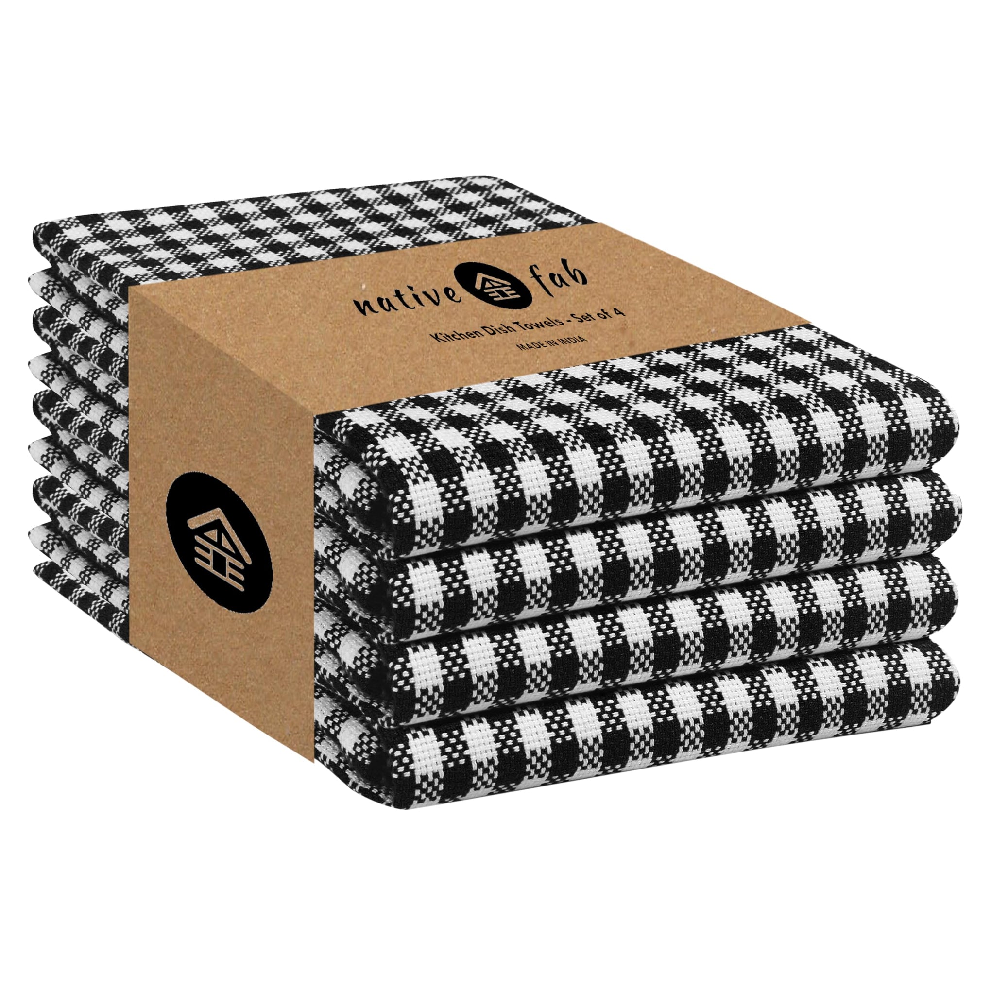 100% Cotton Gingham Farmhouse Kitchen Dish Towel 4 Pack 16"x26"