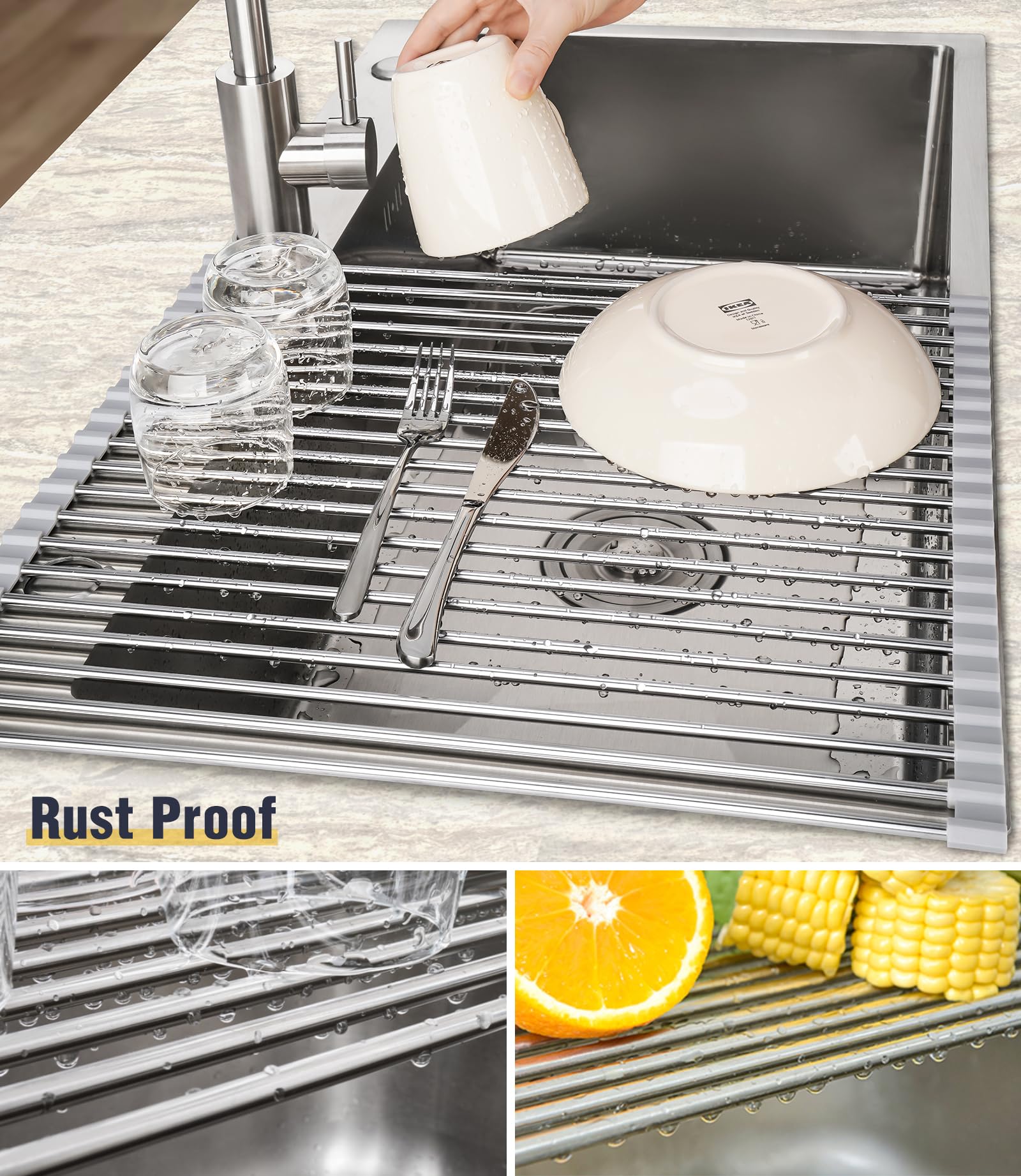 Roll Up Dish Drying Rack Over Sink