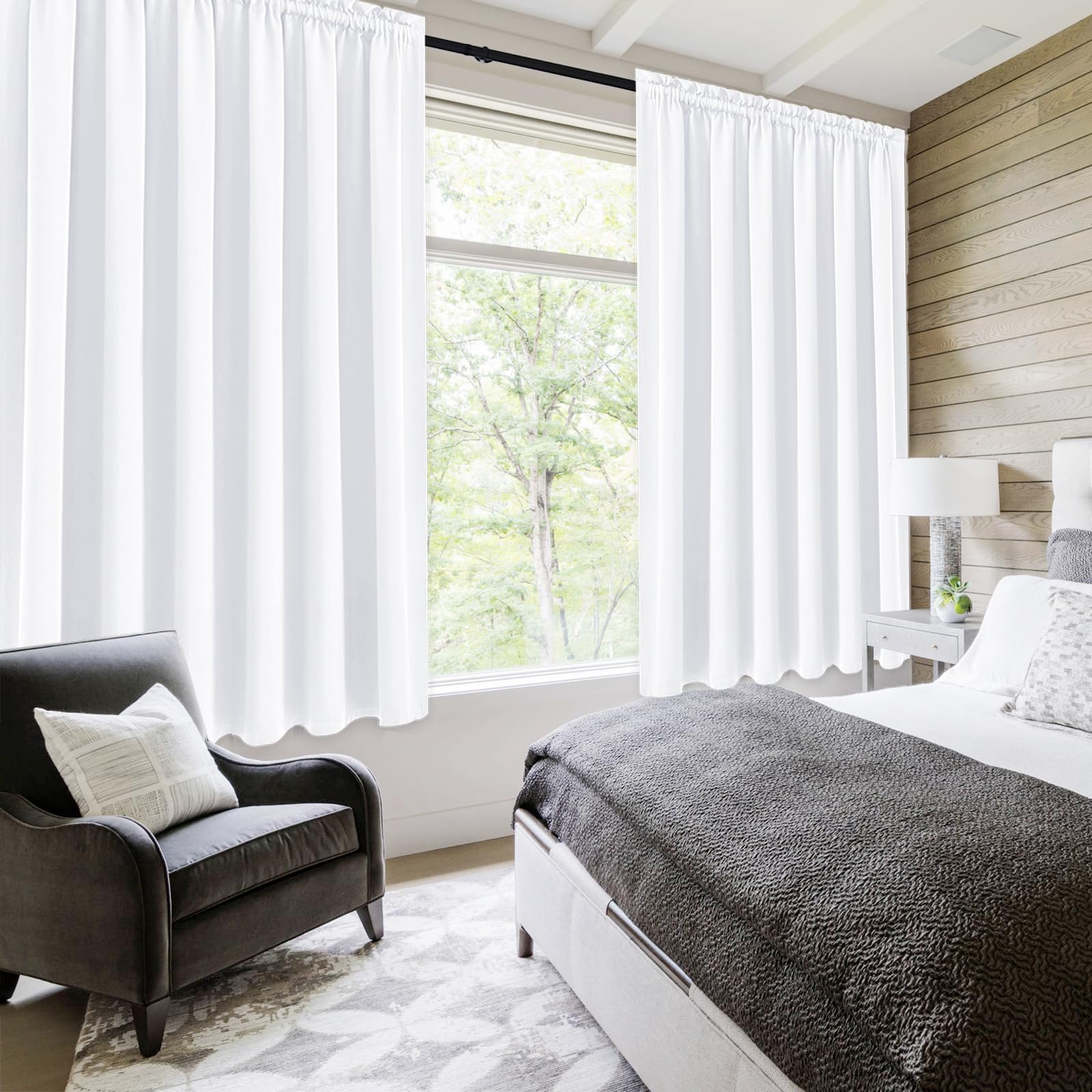 Wide Curtains 50% Light Blocking for Living Room 72 Inch Long 2 Panels (2 Count)