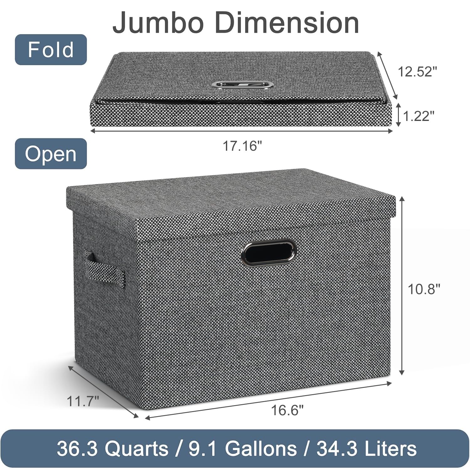 Storage Bins with Lids Fabric Closet Organizers Cubes Office Organization (3 Count)