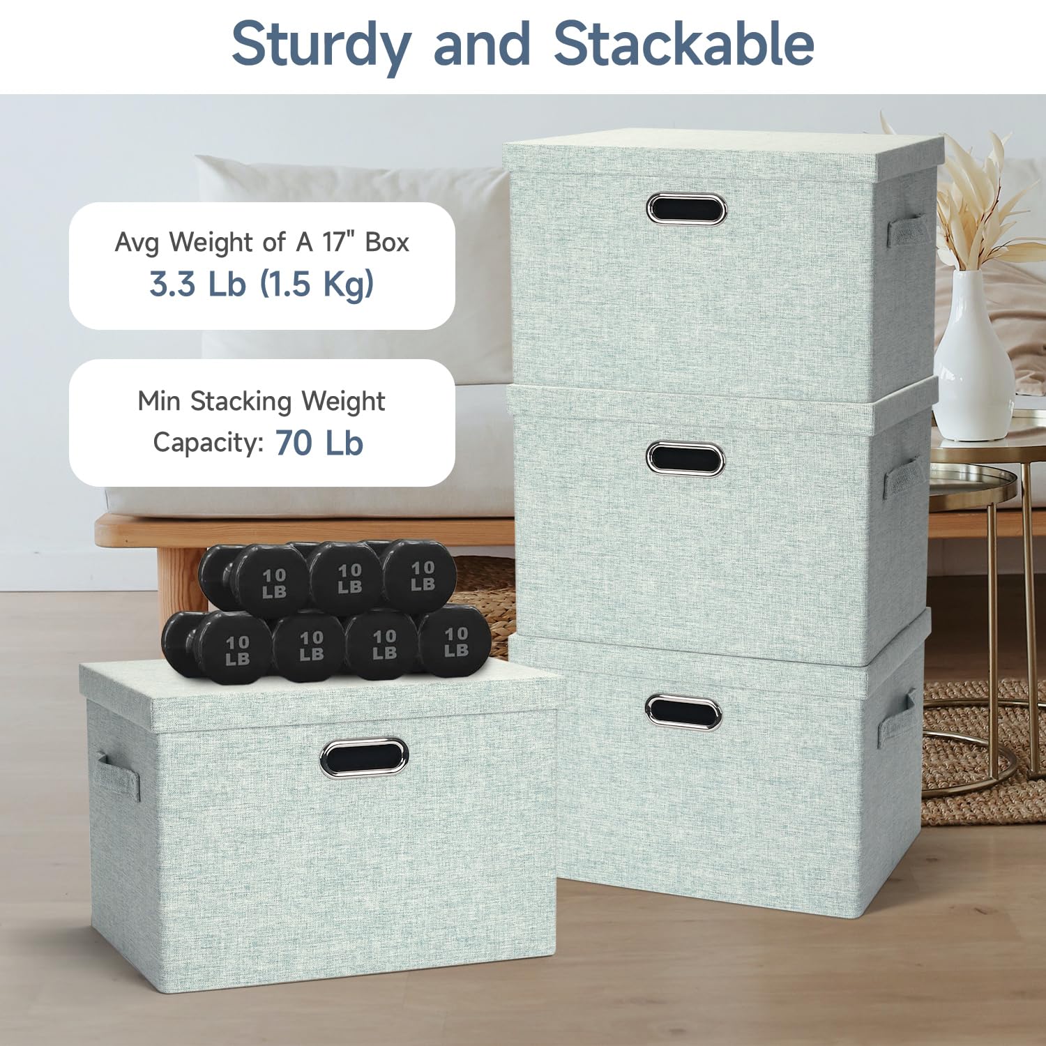 Storage Bins with Lids Fabric Closet Organizers Cubes Office Organization (3 Count)