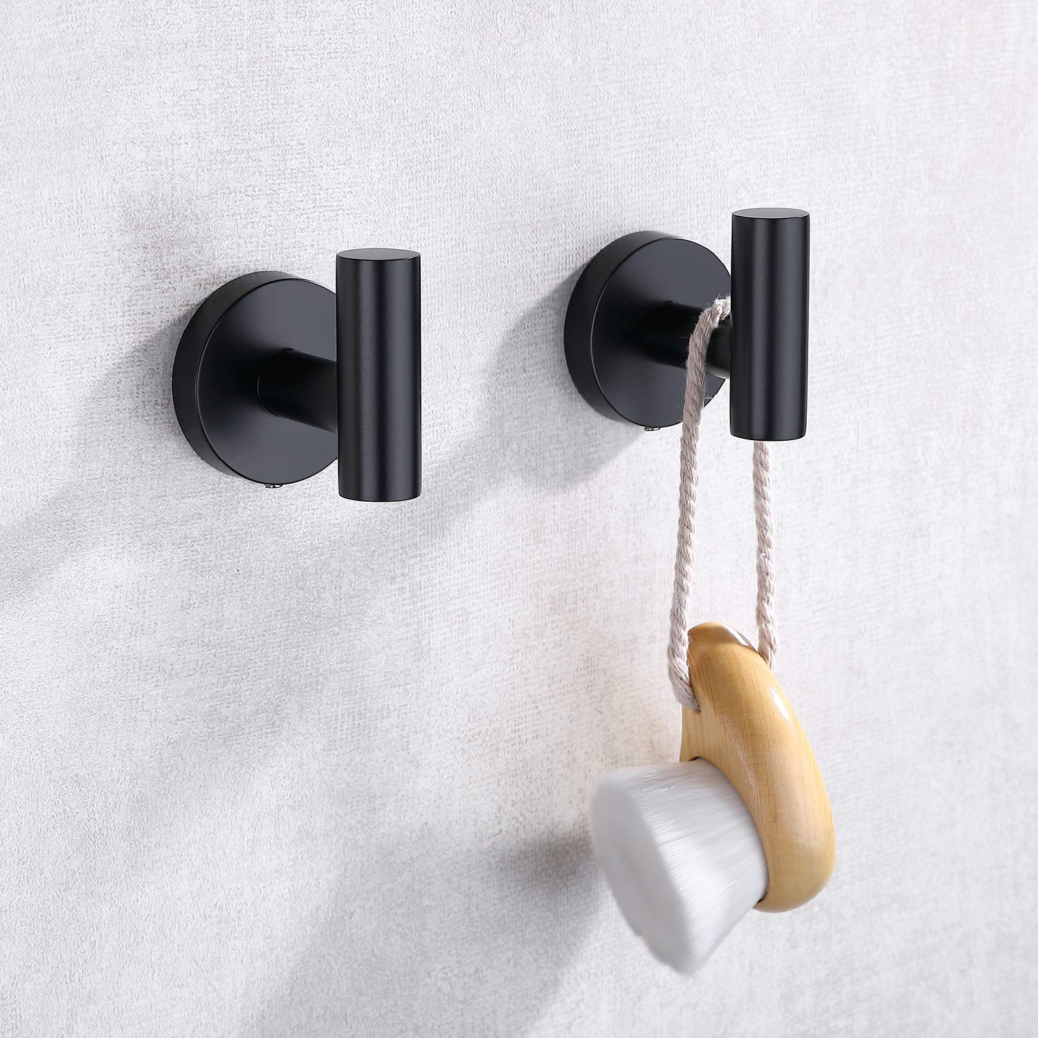 Matte Black Bathroom Towel Coat Hook Stainless Steel (2 Count)