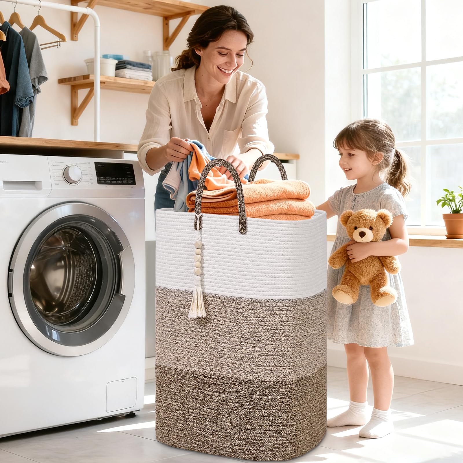 Woven Laundry Basket for Clothes (33.814 Fl Oz)