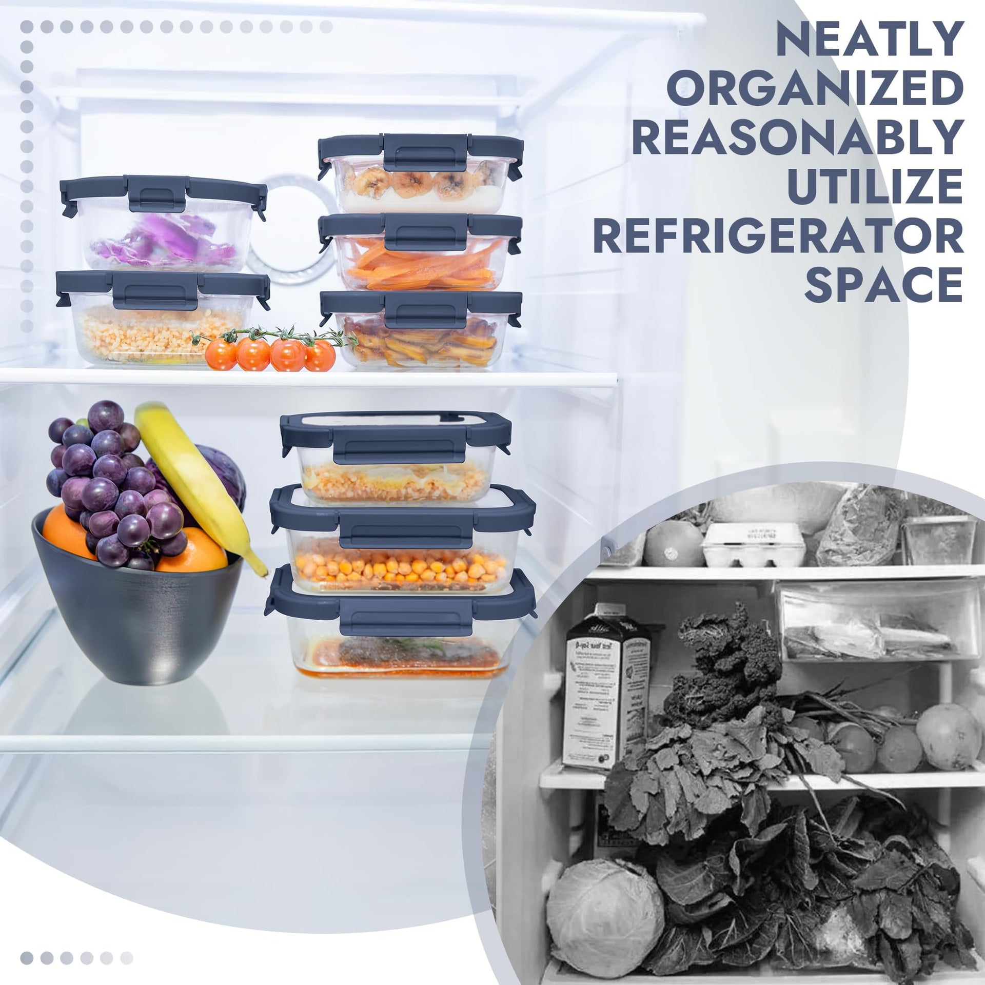 10 Pack Glass Food Storage Containers with Tempered Glass Lids (10 Count)