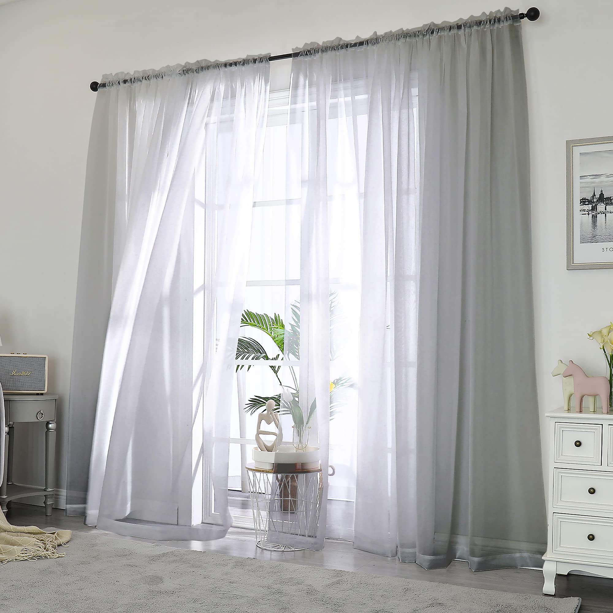 Sheer Curtains 84 inches Long 2 Panels
