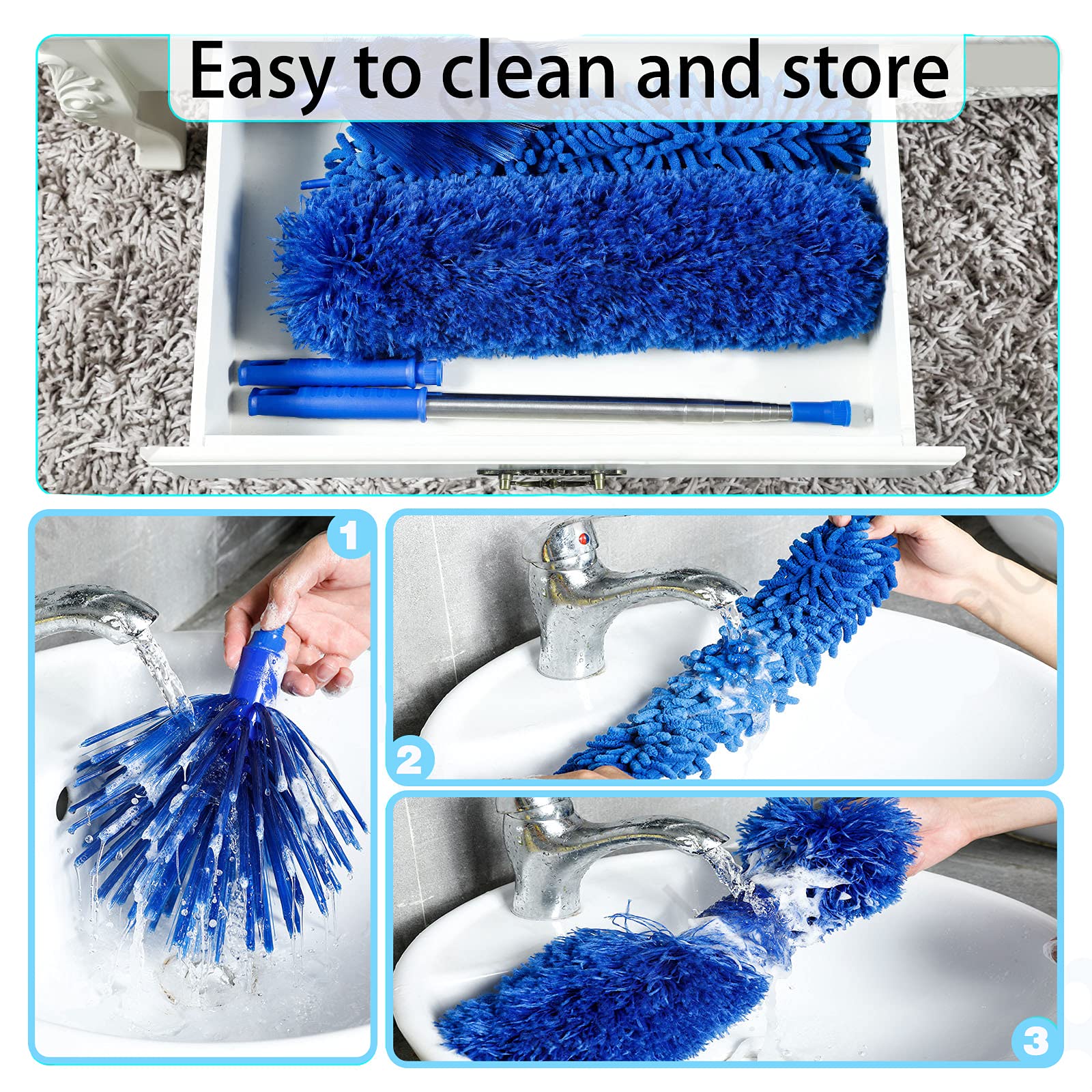 Duster Microfiber Dusters with 2 Handle Sets