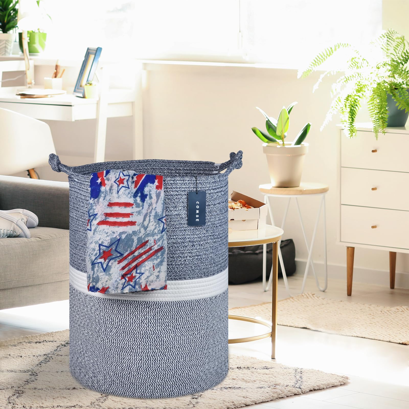 Tall Woven Blanket & Laundry Basket