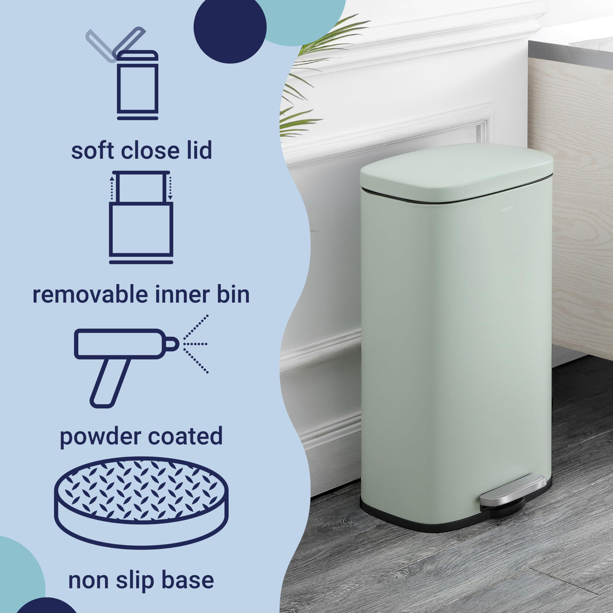 Curtis 8 Gal Step Trash Can Soft Close 25"