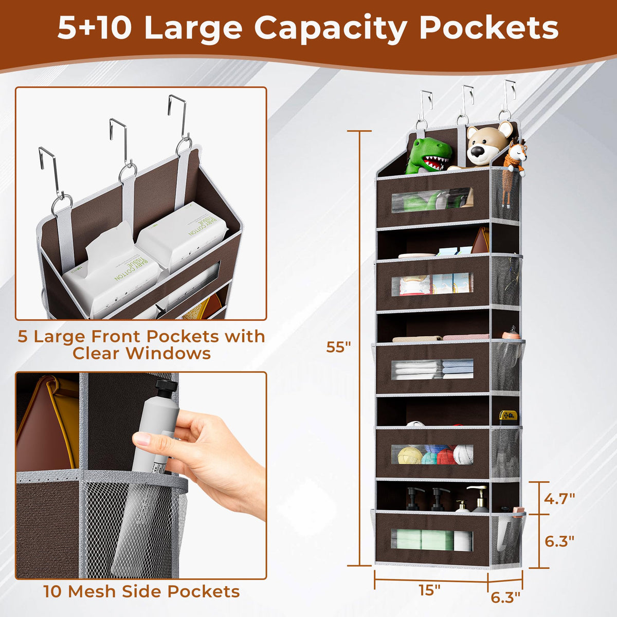 2 Pack 5 Tier Over The Door Organizer Space (2 Count)