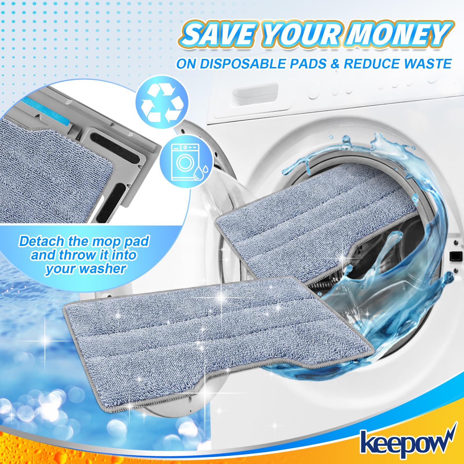 Reusable Mop Replacement Pads Compatible with Shark Vac Mop VM252