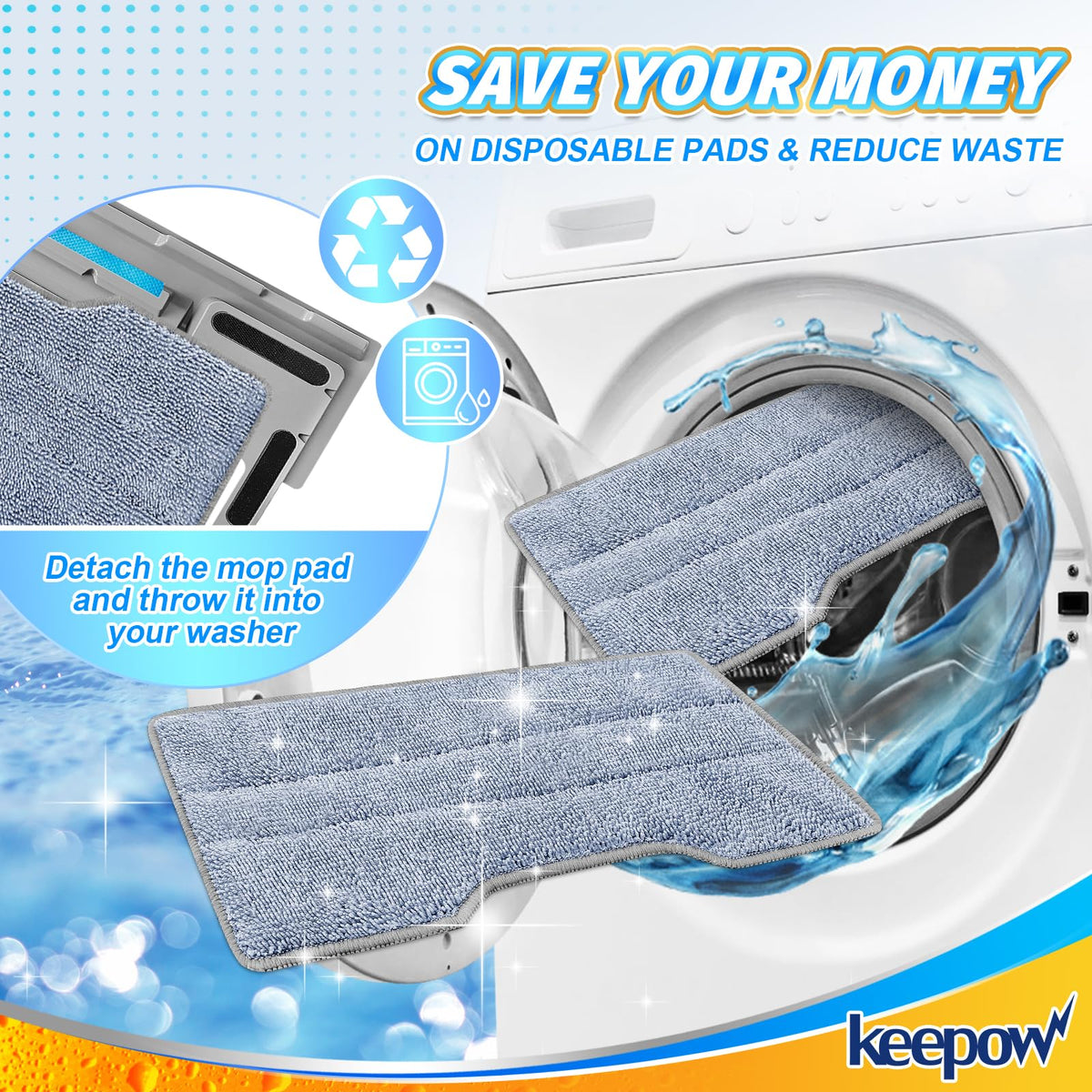 Reusable Mop Replacement Pads Compatible with Shark Vac Mop VM252