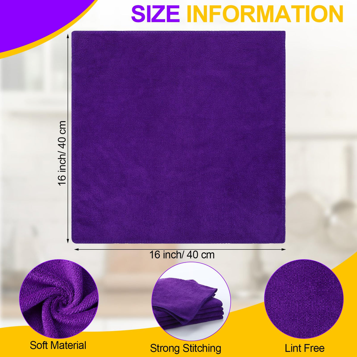 60 Pcs Microfiber Cleaning Cloths for Cars 16 x 16 Inch Ultra Absorbent Car Towels Drying Reusable Cleaning Supplies House Kitchen Window Microfiber Towel (60 Count)