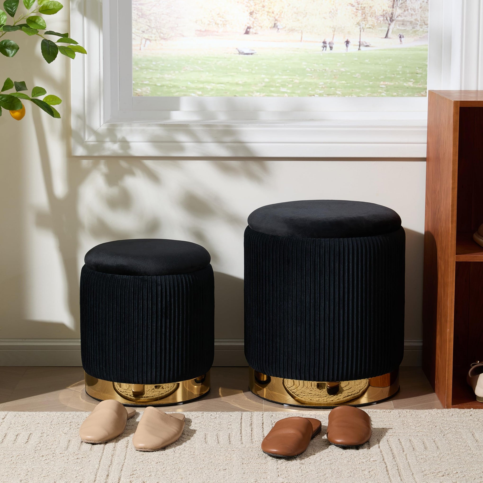 Round Ottoman with Storage Set of 2 (2 Count)