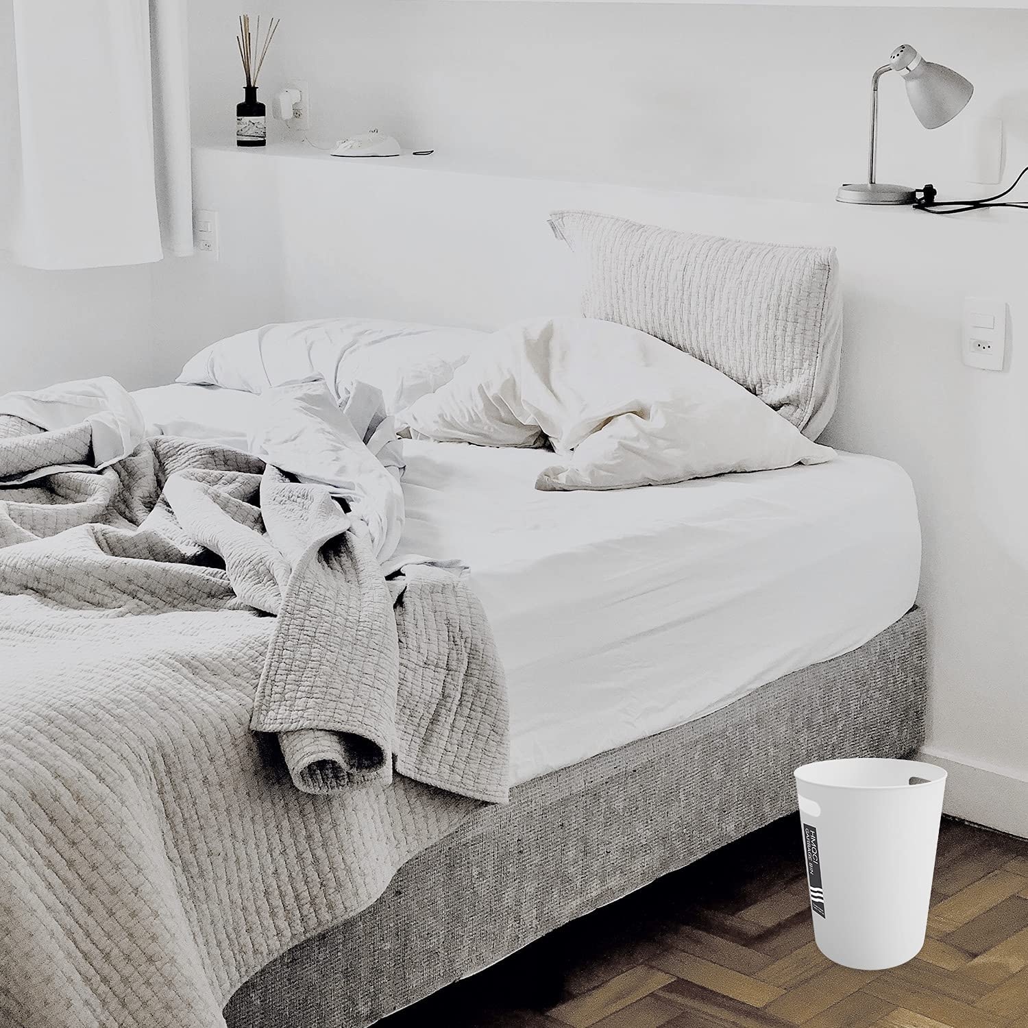 4 Pack Small Trash Can 3 Gallon Garbage Can Bathroom Bedroom Kitchen White (4 Count)